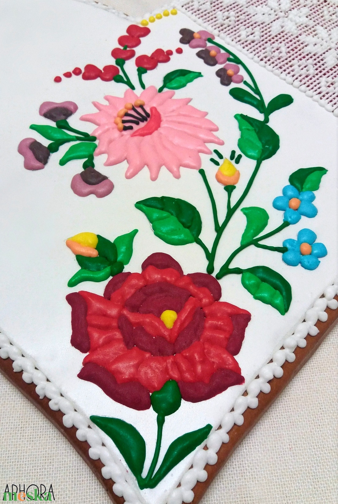 Kalocsai mintás nagy mézeskalács szív 1. - esküvő - emlék & ajándék - köszönőajándék - Meska.hu