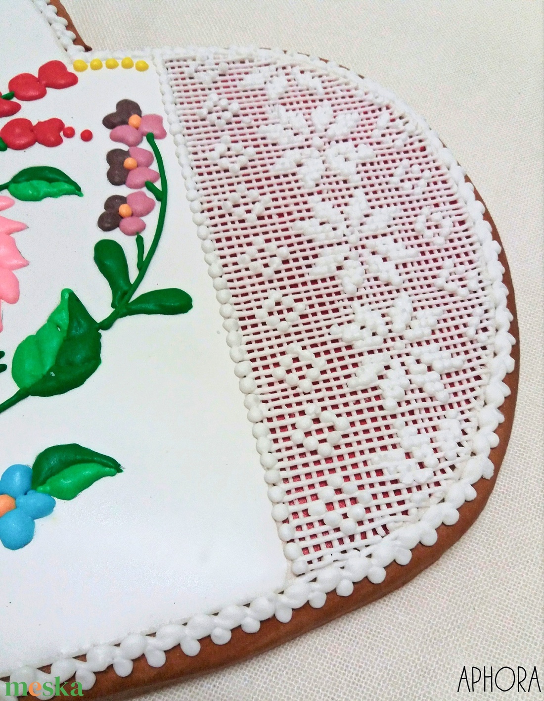 Kalocsai mintás nagy mézeskalács szív 1. - esküvő - emlék & ajándék - köszönőajándék - Meska.hu