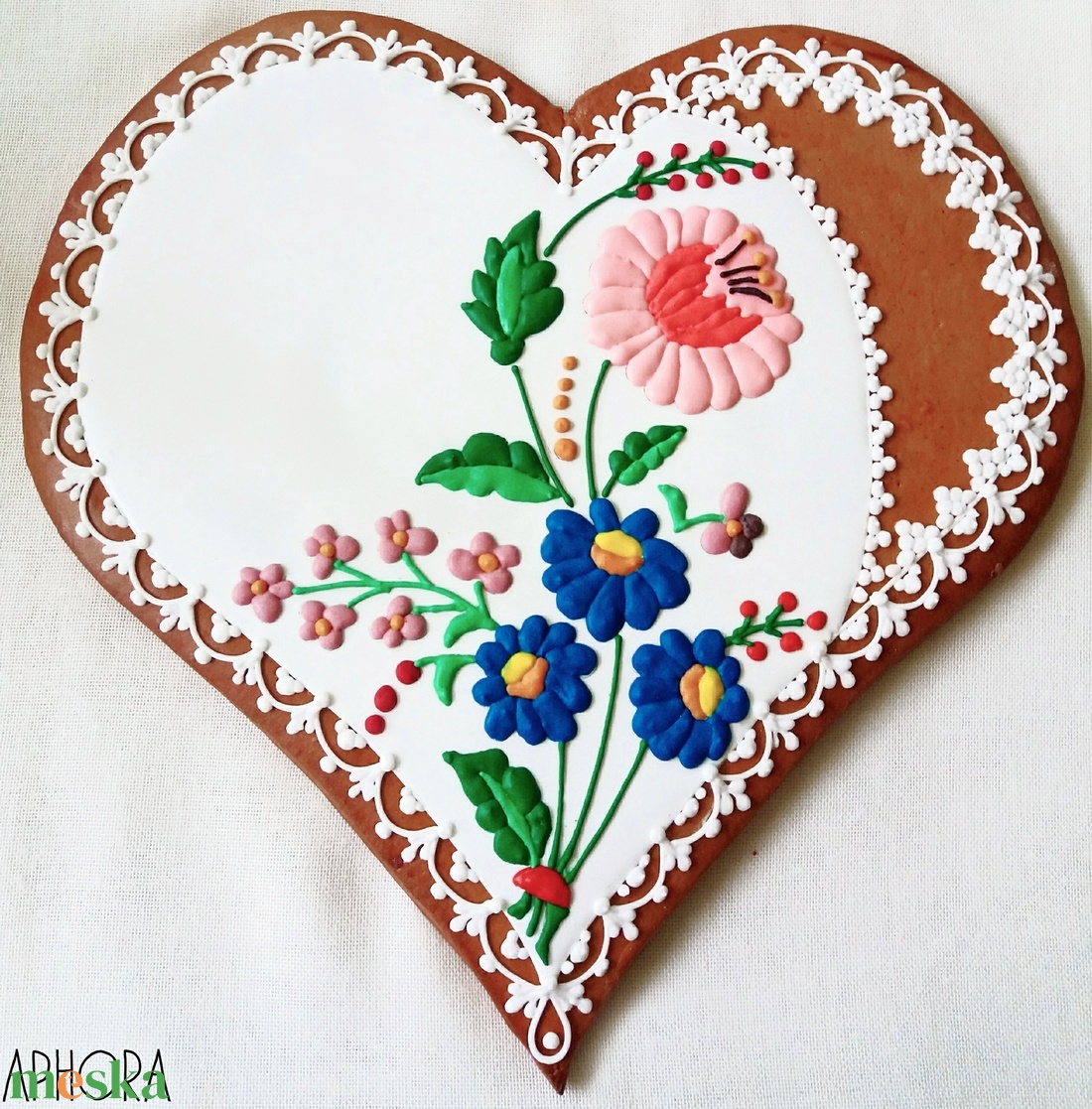 Kalocsai mintás nagy mézeskalács szív 2.  - esküvő - emlék & ajándék - köszönőajándék - Meska.hu