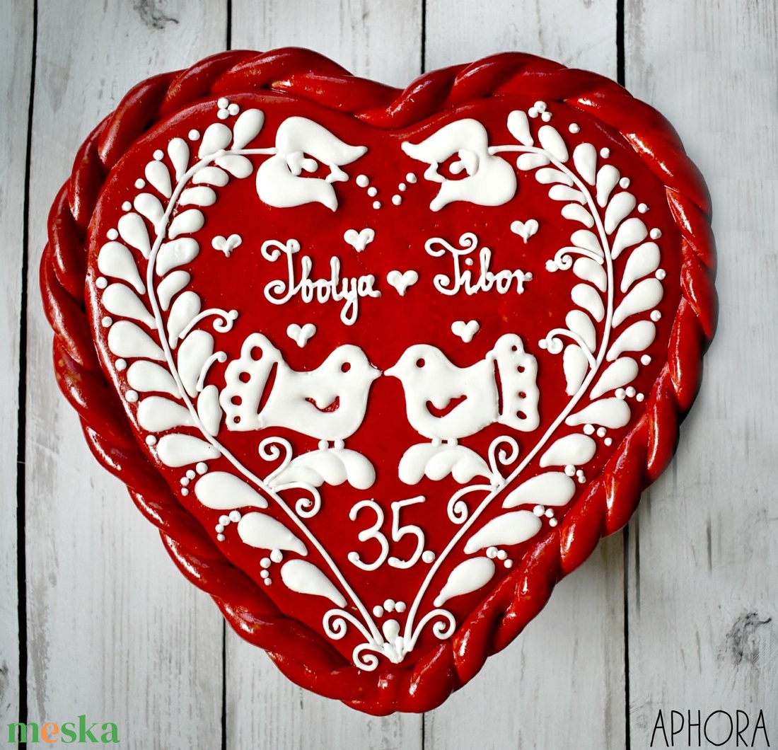 Mézeskalács szív doboz madárkás - esküvő - emlék & ajándék - doboz - Meska.hu