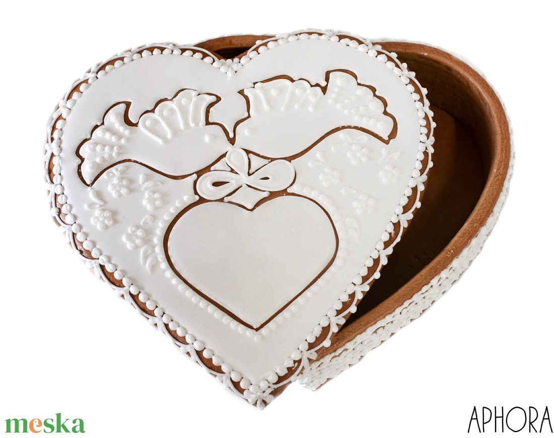 Mézeskalács doboz fehér galambos esküvőre, évfordulóra - esküvő - emlék & ajándék - doboz - Meska.hu