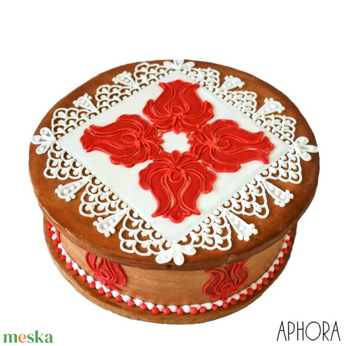 Mézeskalács doboz piros-fehér mintás - esküvő - emlék & ajándék - doboz - Meska.hu