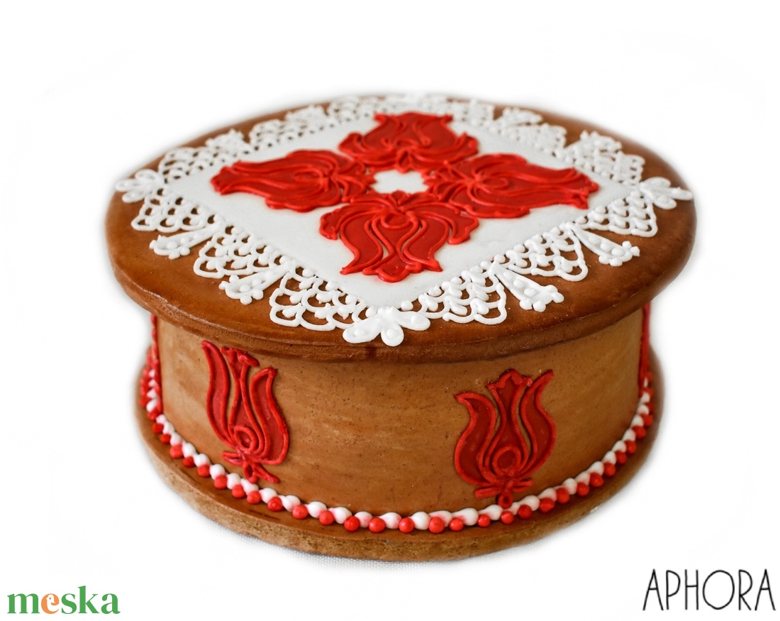 Mézeskalács doboz piros-fehér mintás - esküvő - emlék & ajándék - doboz - Meska.hu