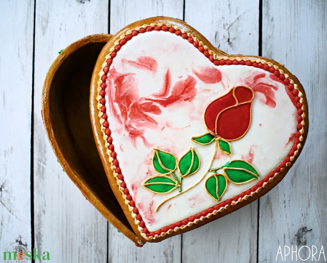 Mézeskalács doboz márványos alapon rózsa mintával - esküvő - emlék & ajándék - doboz - Meska.hu