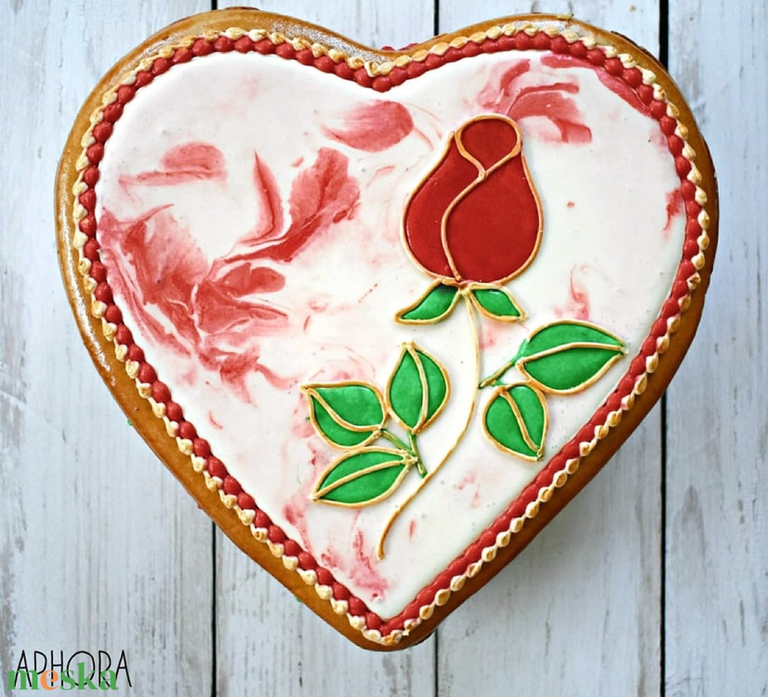 Mézeskalács doboz márványos alapon rózsa mintával - esküvő - emlék & ajándék - doboz - Meska.hu