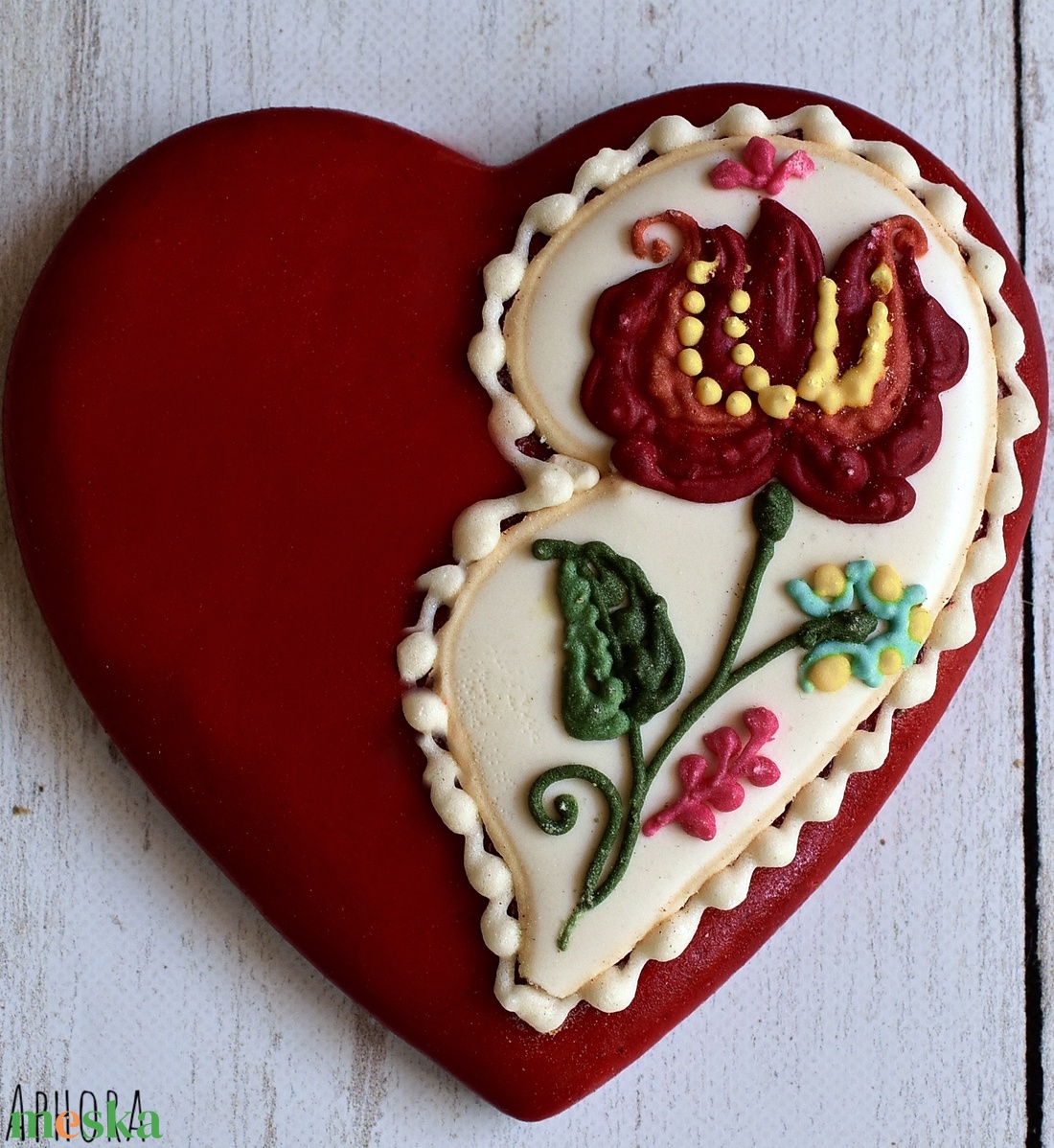 Mézeskalács szív kalocsai mintával (kicsi) - otthon & életmód - dekoráció - dísztárgy - Meska.hu