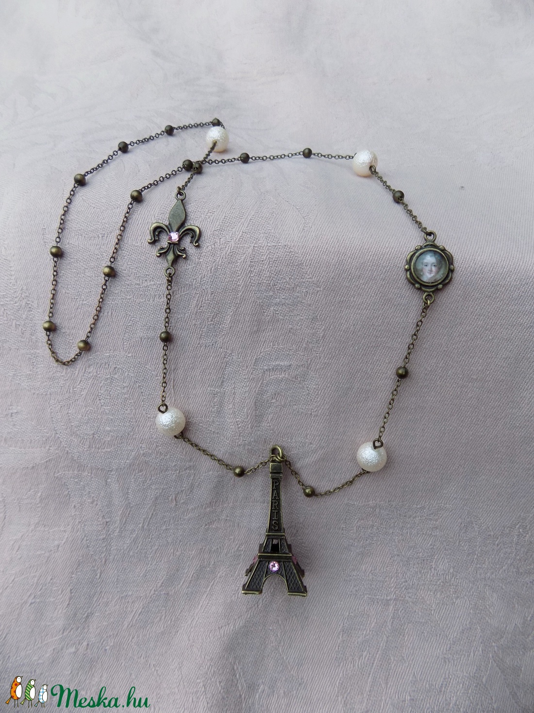 J'aime Paris - üveglencsés hosszú nyaklánc swarovski kristállyal - ékszer - nyaklánc - hosszú nyaklánc - Meska.hu
