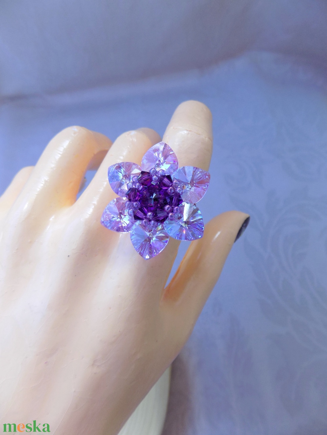 Lotus - Amethist swarovski gyűrű - ékszer - gyűrű - gyöngyös gyűrű - Meska.hu Lotus - Amethist swarovski gyűrű - ékszer - gyűrű - gyöngyös gyűrű - Meska.hu