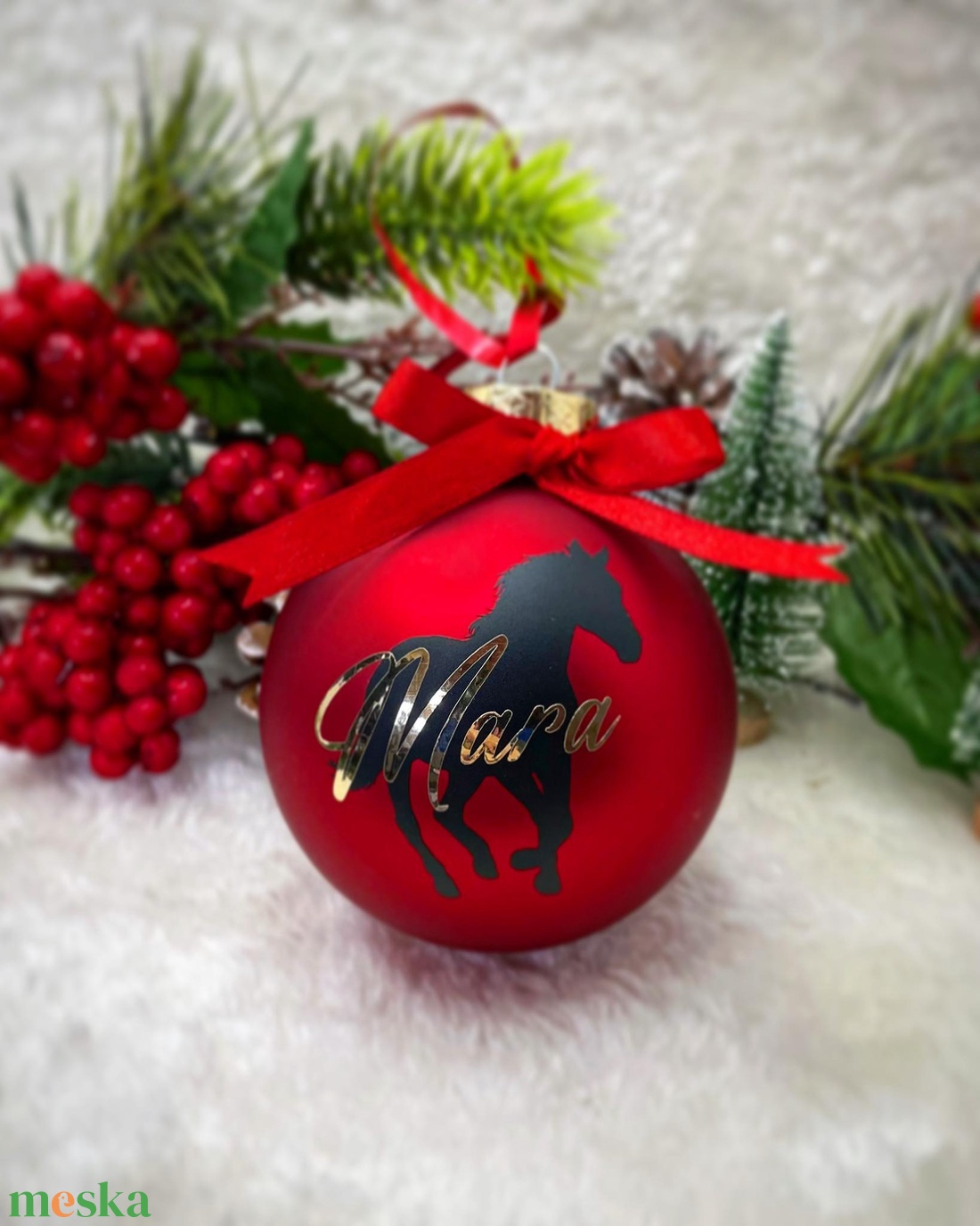 Egyedi lovas 8 cm-es üveggömb. - karácsony - karácsonyi lakásdekoráció - karácsonyfadíszek - Meska.hu