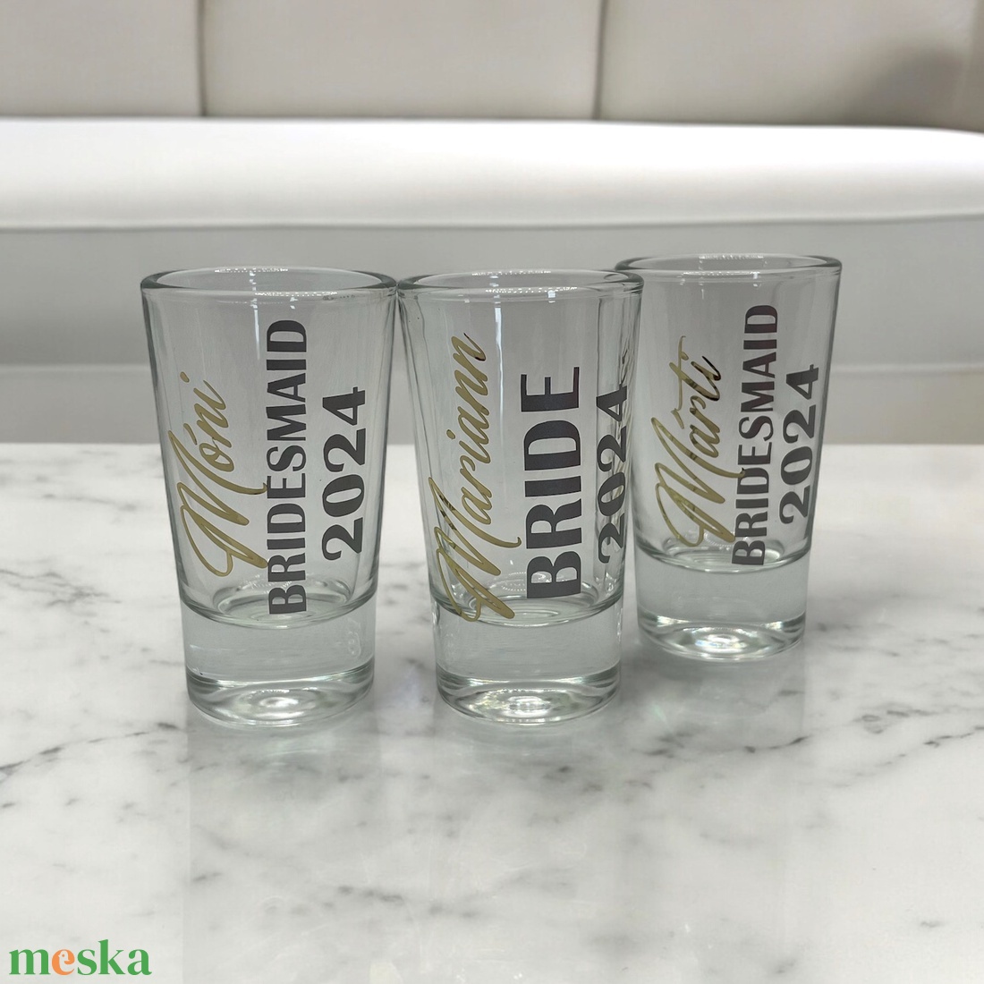 Névre szóló pálinkás/feles pohár - esküvő - lánybúcsú - Meska.hu