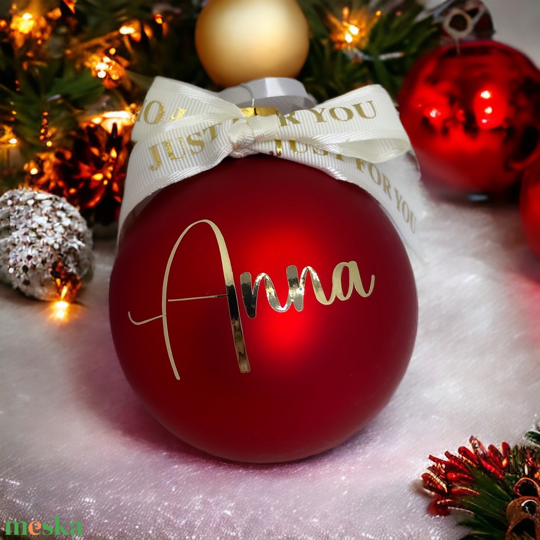 Névre szóló 8 cm-es üveggömb. - karácsony - karácsonyi lakásdekoráció - karácsonyfadíszek - Meska.hu