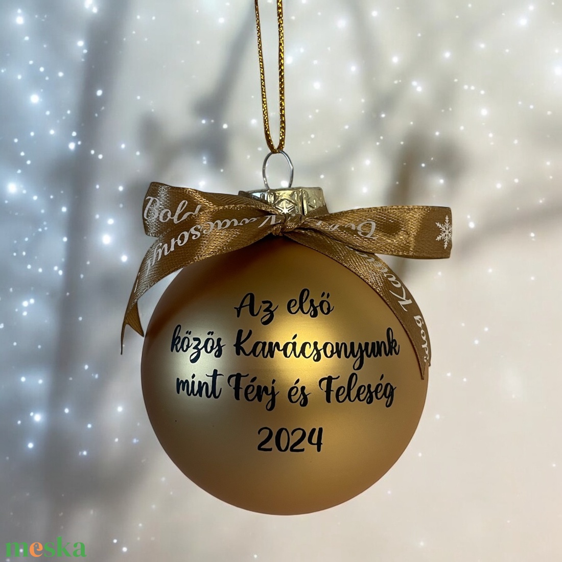 Férj és feleség első közös karácsonyunk 8 cm-es üveggömb. - karácsony - karácsonyi lakásdekoráció - karácsonyfadíszek - Meska.hu