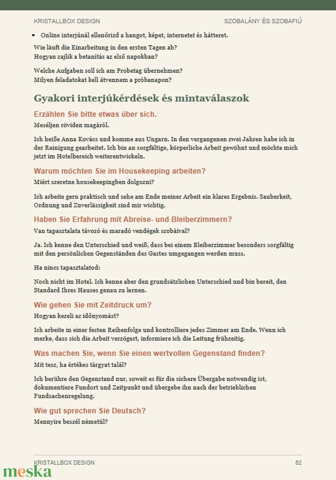 Német nyelv szobalányoknak és szobafiúknak � letölthető, nyomtatható PDF e-book - könyv & zene - könyv - Meska.hu