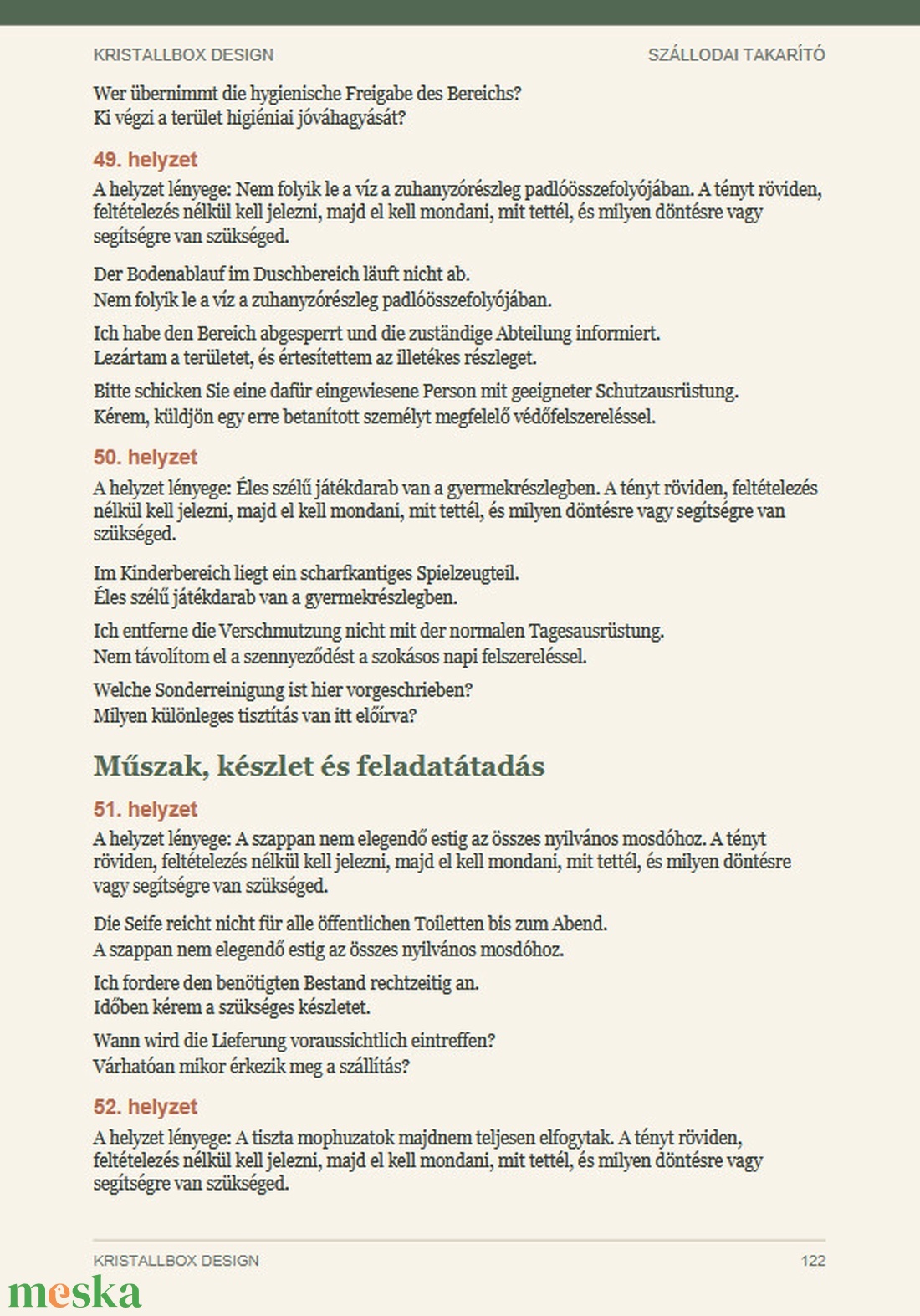 Német nyelv szállodai takarítóknak E-book Szakmai német szókincs takarítóknak Letölthető PDF - könyv & zene - könyv - Meska.hu