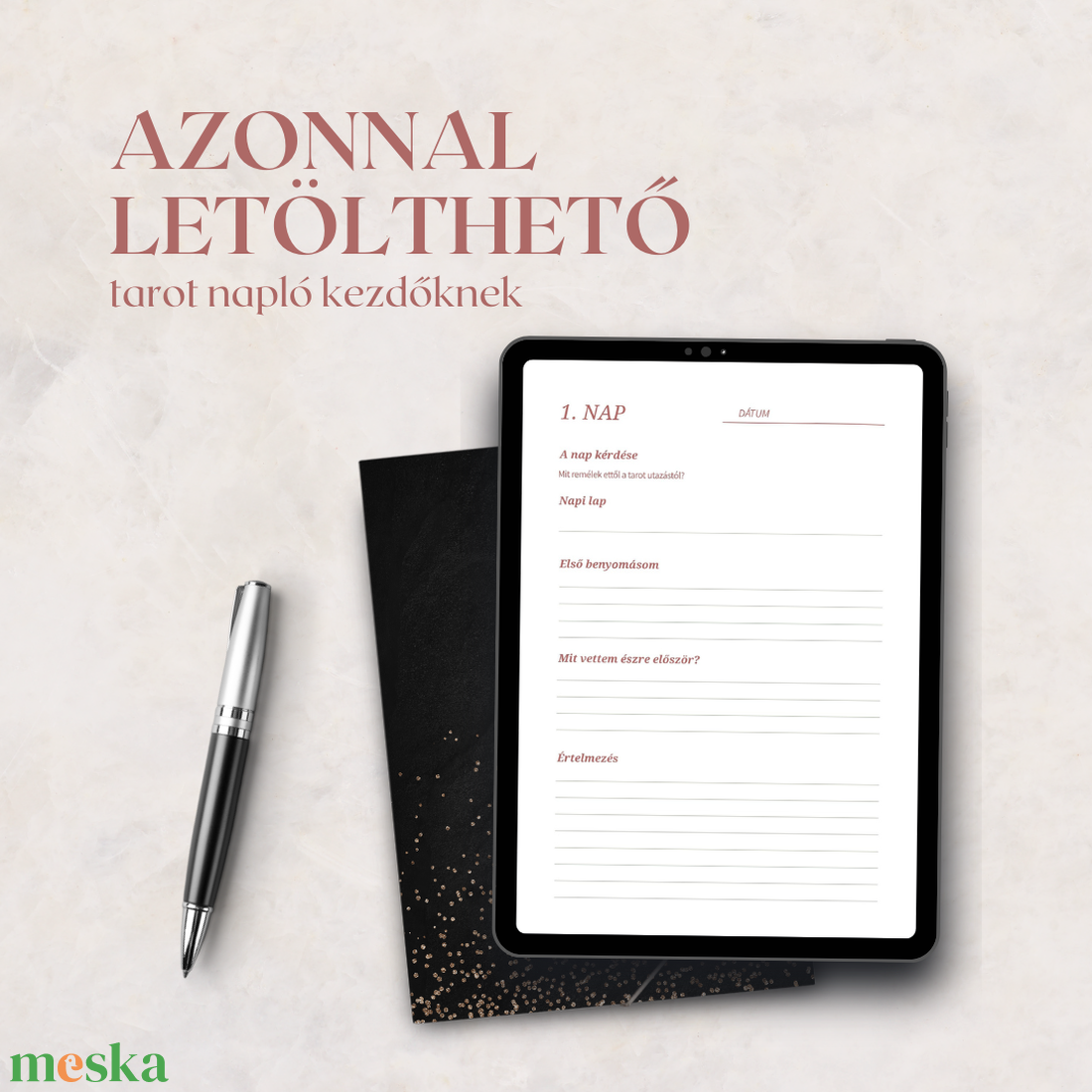 30 napos tarot napló � Vezetett önismereti kihívás - otthon & életmód - papír, írószer - jegyzetfüzet & napló - Meska.hu