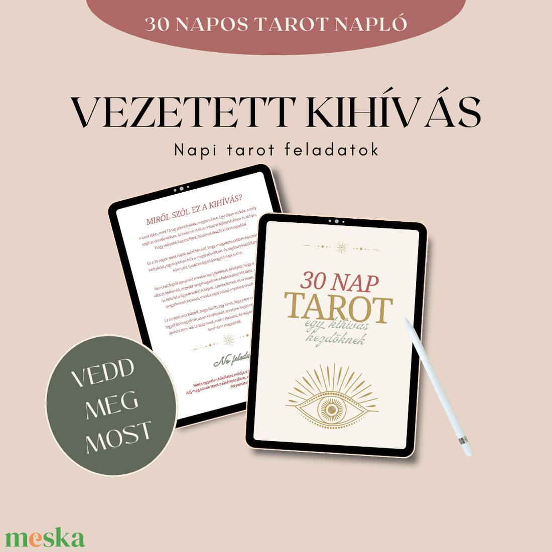 30 napos tarot napló � Vezetett önismereti kihívás - otthon & életmód - papír, írószer - jegyzetfüzet & napló - Meska.hu
