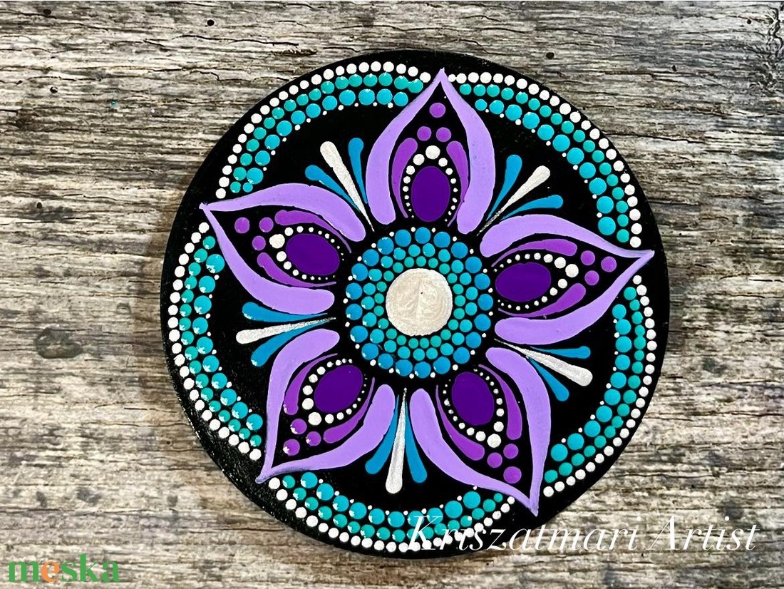 Lila harmónia  kézzel festett mandalás alátét készlet(10 cm) - otthon & életmód - konyhafelszerelés, tálalás - tálalás - tányér- és poháralátét - Meska.hu