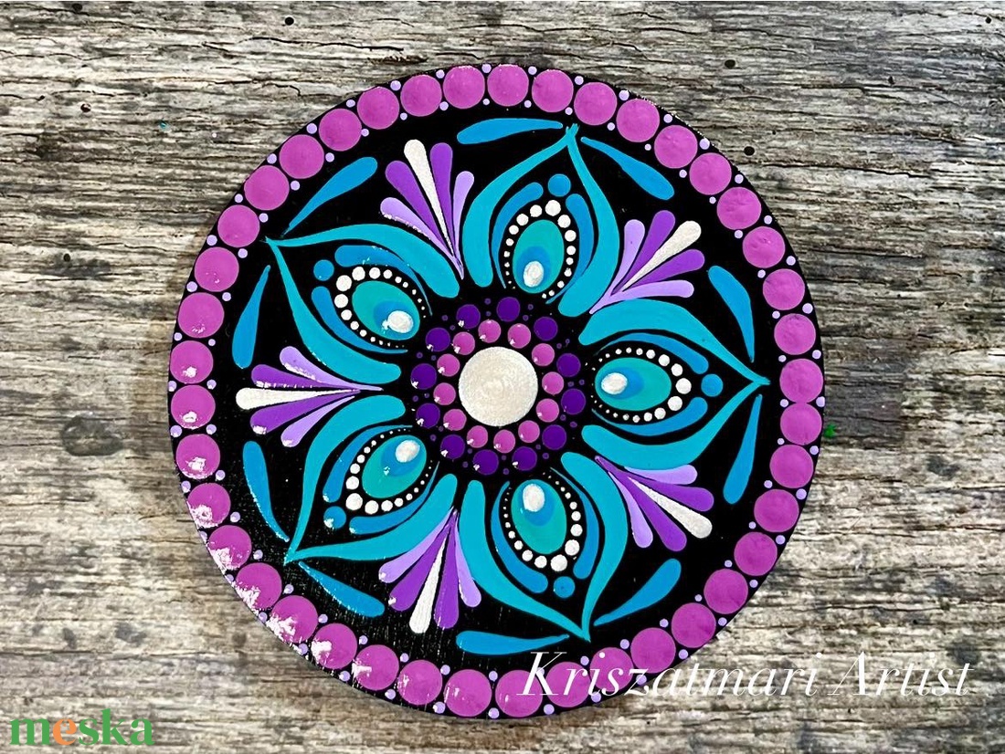 Lila harmónia  kézzel festett mandalás alátét készlet(10 cm) - otthon & életmód - konyhafelszerelés, tálalás - tálalás - tányér- és poháralátét - Meska.hu