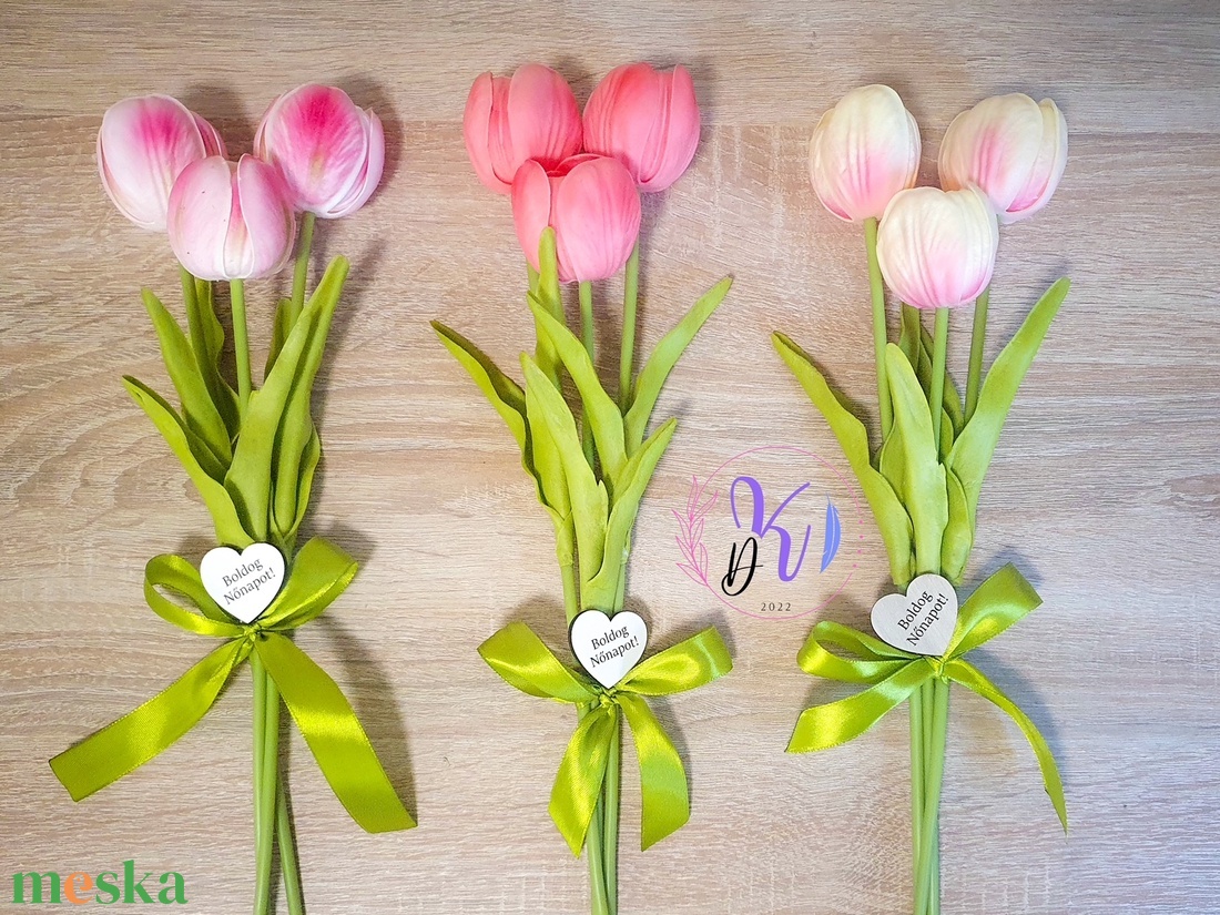 DEKOR TULIPÁN KÖTEG 8 SZÍNBEN TÁBLÁCSKÁVAL - otthon & életmód - dekoráció - virágdísz és tartó - virágbox, virágdoboz - Meska.hu