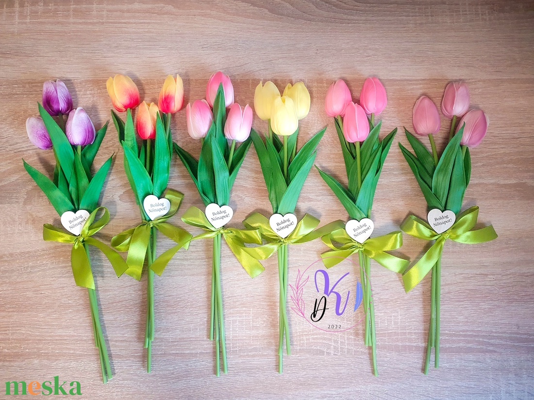 DEKOR TULIPÁN KÖTEG 8 SZÍNBEN TÁBLÁCSKÁVAL - otthon & életmód - dekoráció - virágdísz és tartó - virágbox, virágdoboz - Meska.hu
