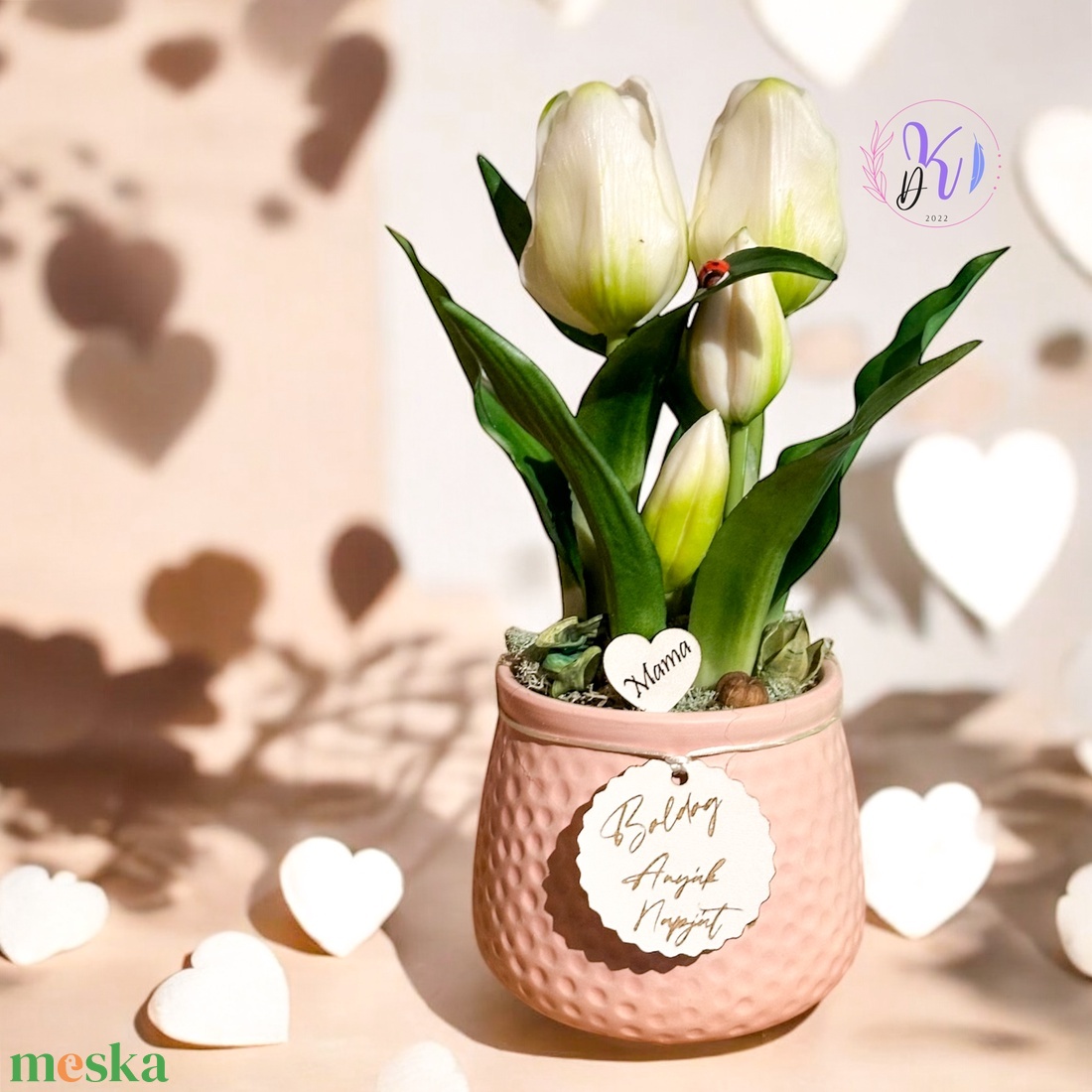 DEKOR TULIPÁN KASPÓBAN AJÁNDÉK TÁBLÁCSKÁVAL FEHÉR - otthon & életmód - dekoráció - virágdísz és tartó - csokor & virágdísz - Meska.hu DEKOR TULIPÁN KASPÓBAN AJÁNDÉK TÁBLÁCSKÁVAL FEHÉR - otthon & életmód - dekoráció - virágdísz és tartó - csokor & virágdísz - Meska.hu