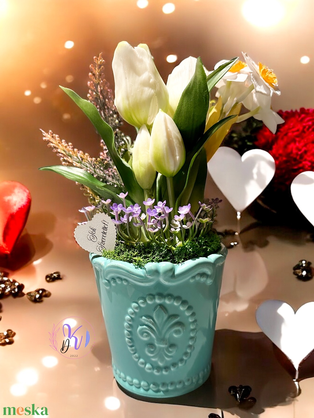 DEKOR TULIPÁN NÁRCISZOS AJÁNDÉK TÁBLÁCSKÁVAL FEHÉR - otthon & életmód - dekoráció - virágdísz és tartó - csokor & virágdísz - Meska.hu DEKOR TULIPÁN NÁRCISZOS AJÁNDÉK TÁBLÁCSKÁVAL FEHÉR - otthon & életmód - dekoráció - virágdísz és tartó - csokor & virágdísz - Meska.hu