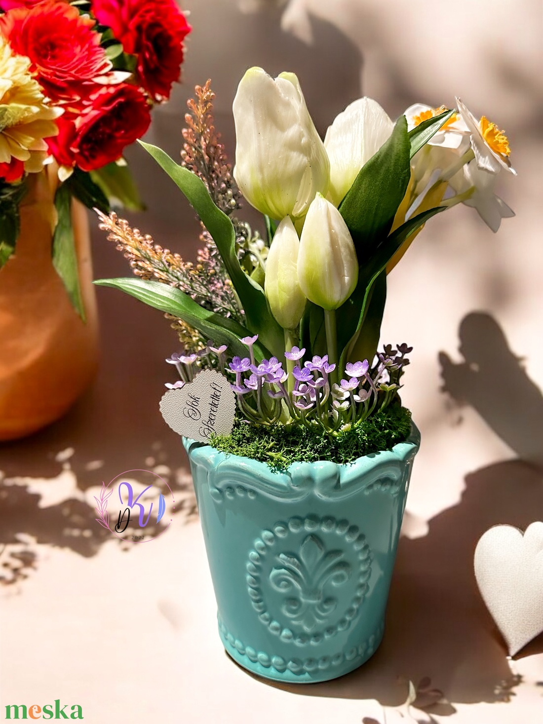 DEKOR TULIPÁN NÁRCISZOS AJÁNDÉK TÁBLÁCSKÁVAL FEHÉR - otthon & életmód - dekoráció - virágdísz és tartó - csokor & virágdísz - Meska.hu DEKOR TULIPÁN NÁRCISZOS AJÁNDÉK TÁBLÁCSKÁVAL FEHÉR - otthon & életmód - dekoráció - virágdísz és tartó - csokor & virágdísz - Meska.hu