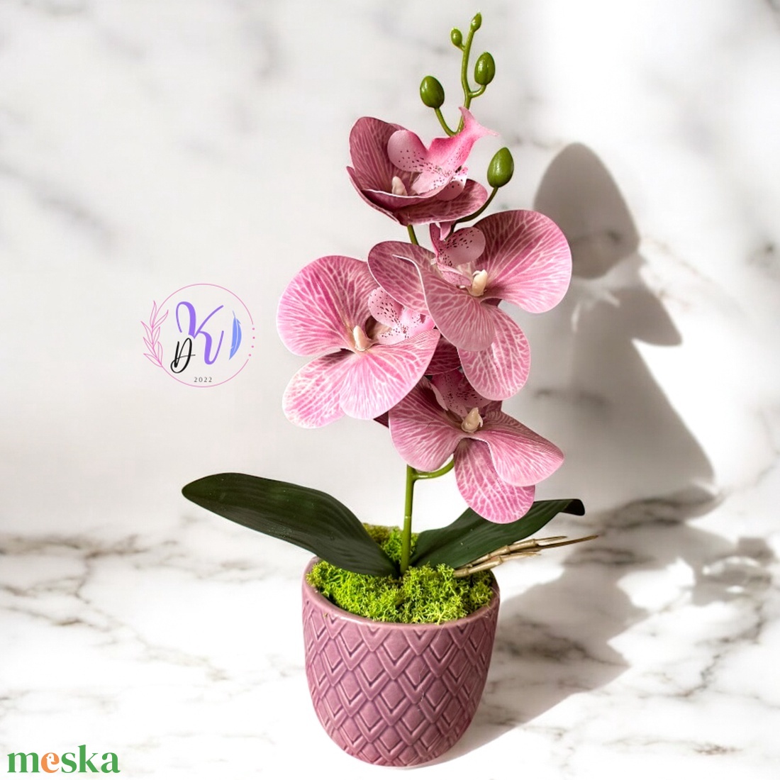 Dekor Orchidea Kaspóban Halvány Cirmos Lila - otthon & életmód - dekoráció - virágdísz és tartó - csokor & virágdísz - Meska.hu Dekor Orchidea Kaspóban Halvány Cirmos Lila - otthon & életmód - dekoráció - virágdísz és tartó - csokor & virágdísz - Meska.hu