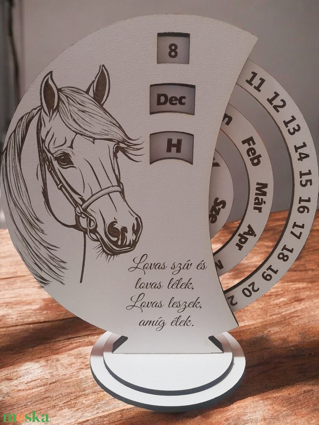 öröknaptár Lovas Fehér - otthon & életmód - dekoráció - fali és függő dekoráció - falinaptár & öröknaptár - Meska.hu