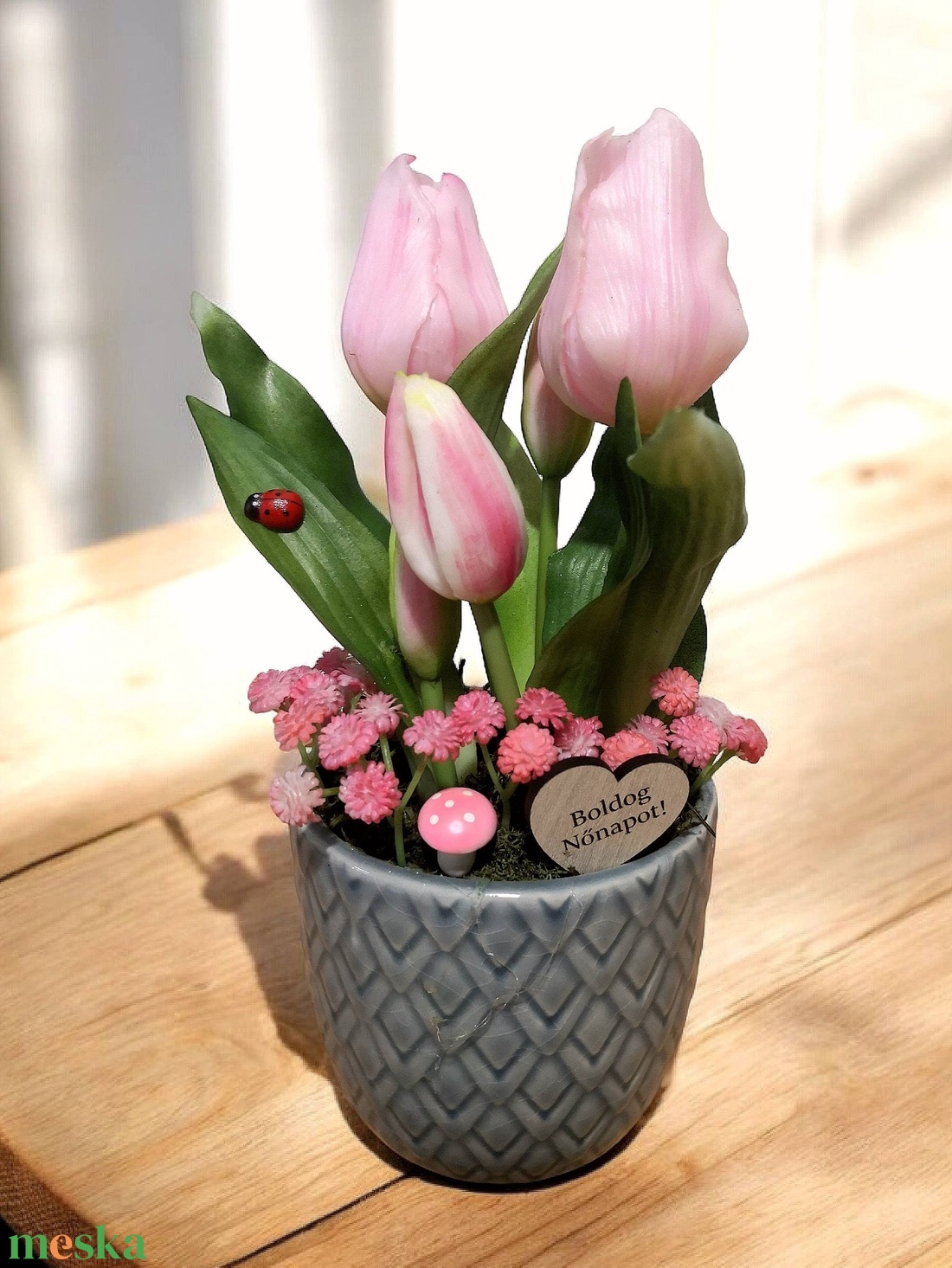 Nőnapi Dekor Tulipán Kaspóban - otthon & életmód - virágdekoráció - virágok - virágcsokor - Meska.hu