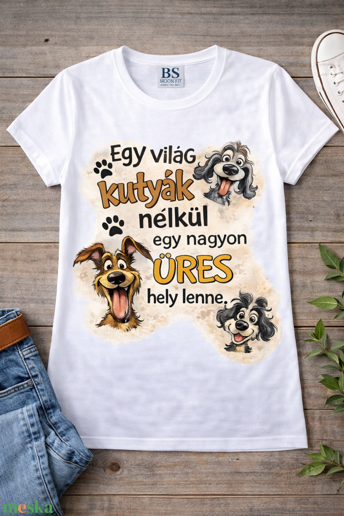 állatos Női Póló Kutyás Fehér - ruha & divat - női ruha - póló, felső - Meska.hu