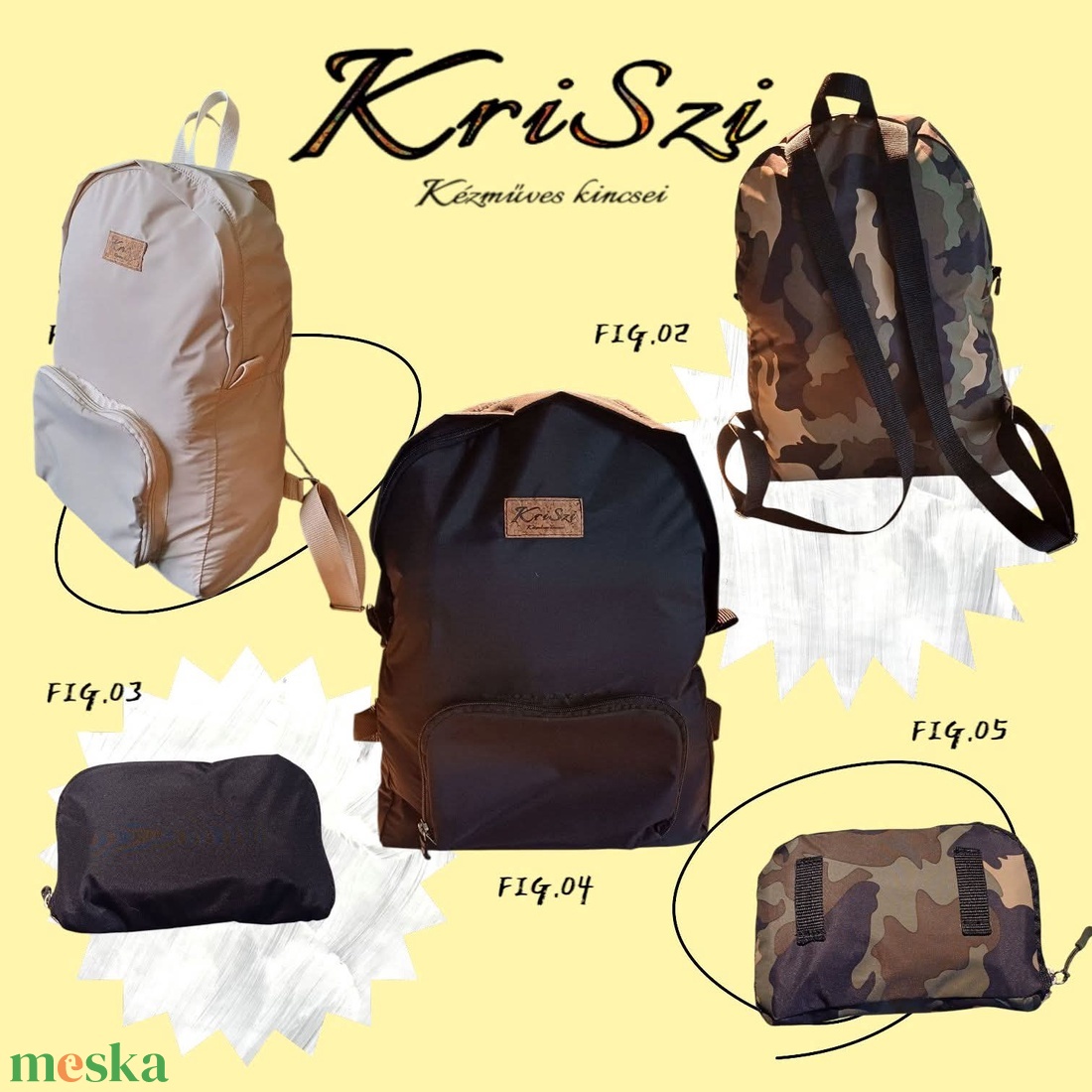 Összecsukható hátizsák - táska & tok - hátizsák - hátizsák - Meska.hu