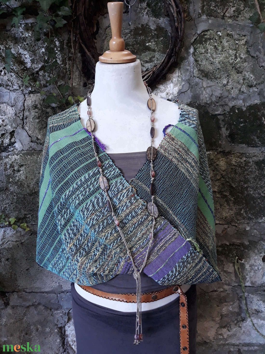 Almazöld-lila őszi-téli körkendő - ruha & divat - sál, sapka, kendő - sál - Meska.hu