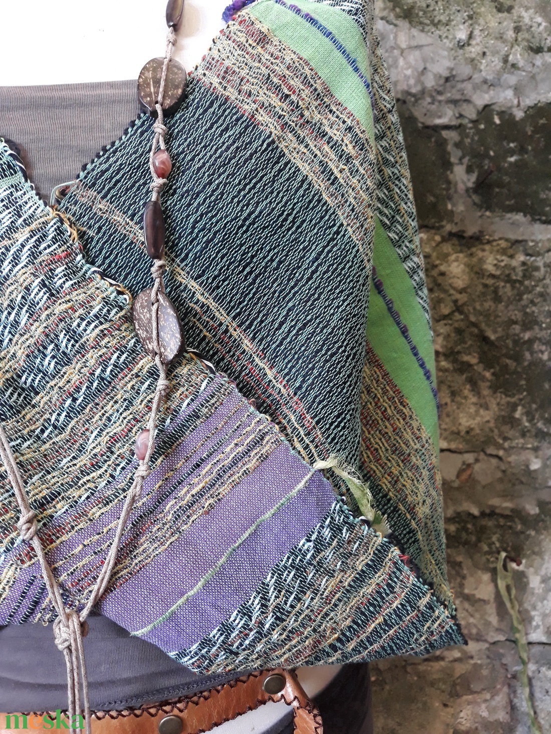 Almazöld-lila őszi-téli körkendő - ruha & divat - sál, sapka, kendő - sál - Meska.hu