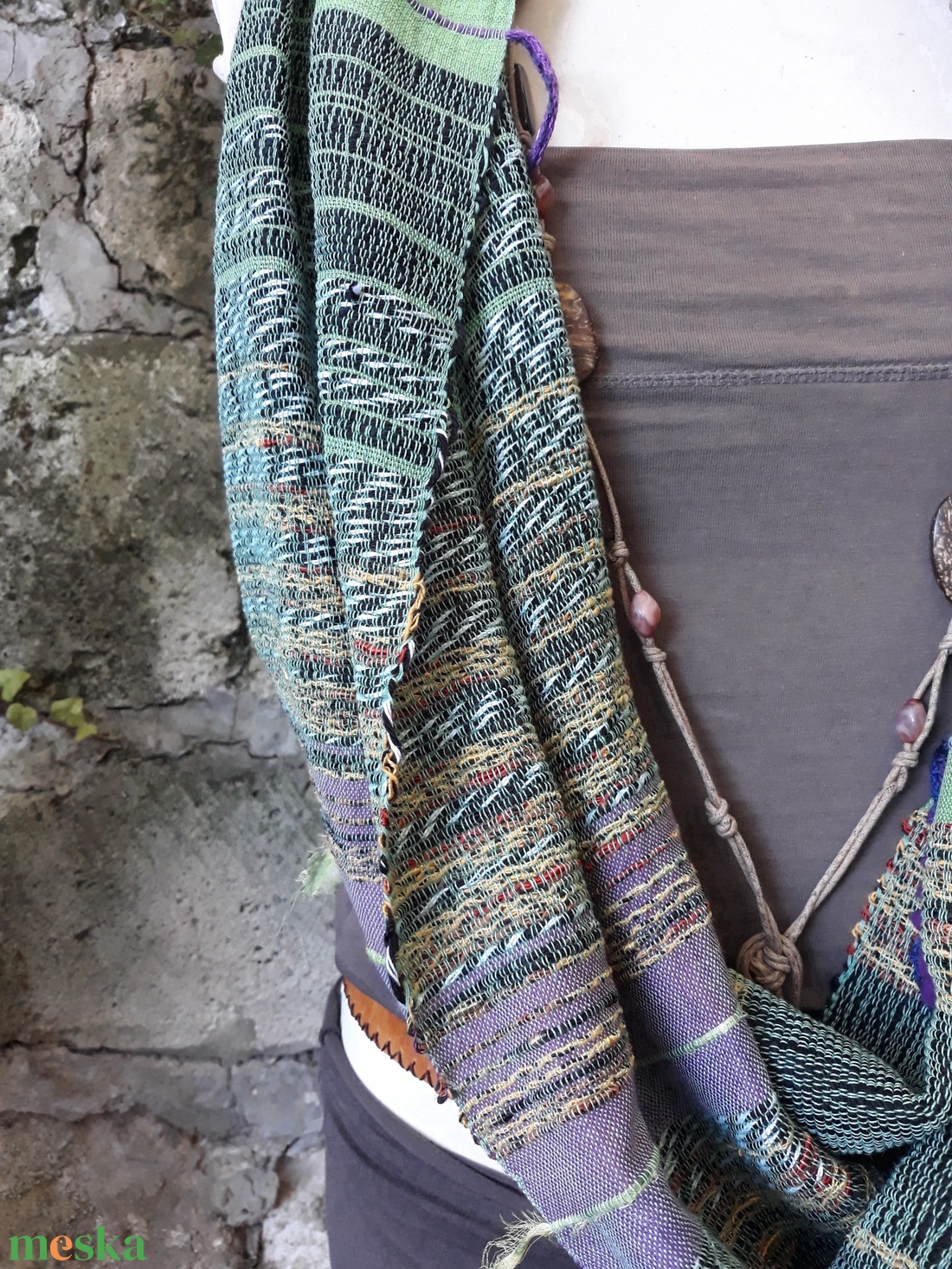 Almazöld-lila őszi-téli körkendő - ruha & divat - sál, sapka, kendő - sál - Meska.hu