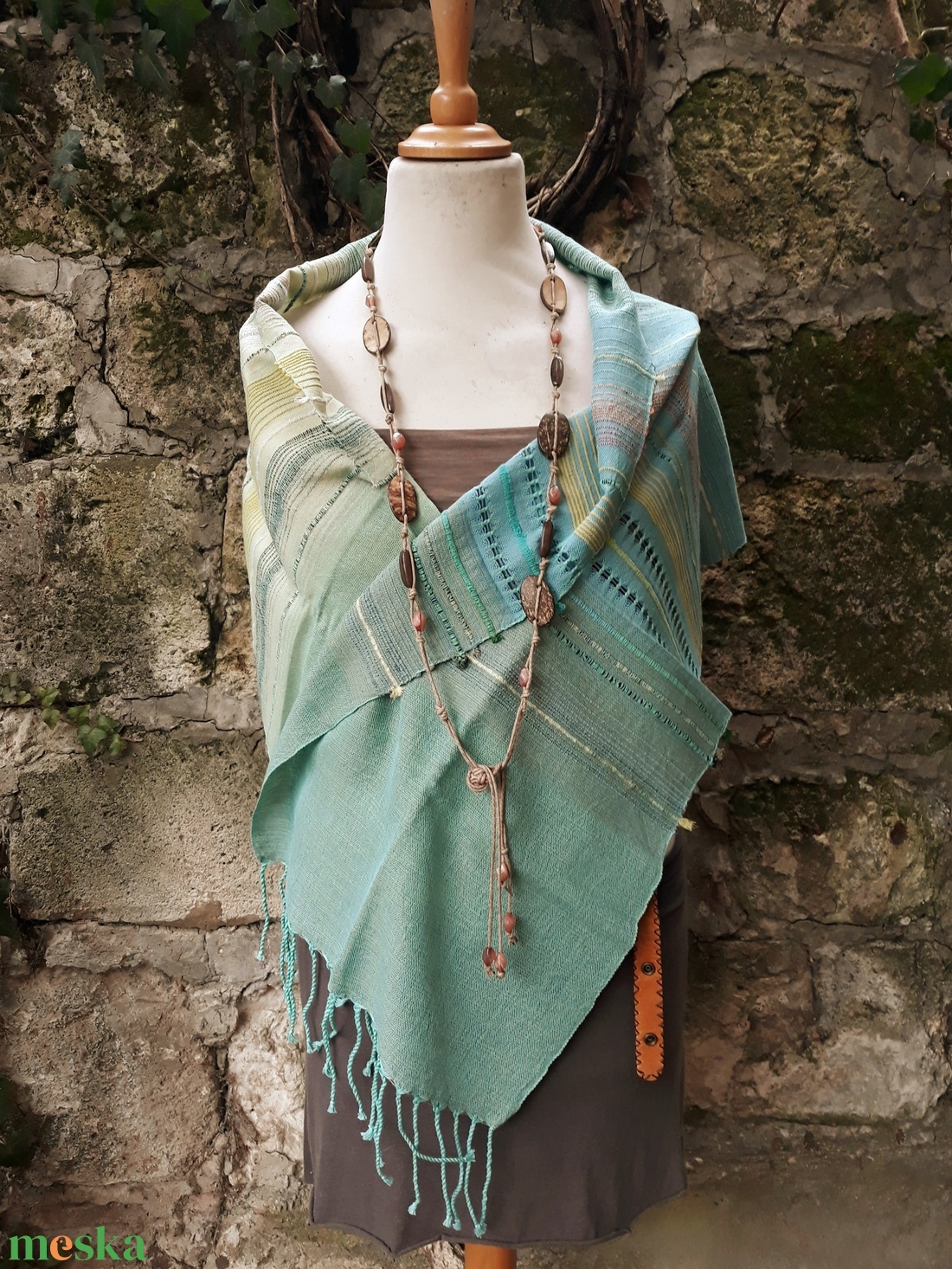 Menta-lime színátmenetes -kendő - ruha & divat - sál, sapka, kendő - kendő - Meska.hu