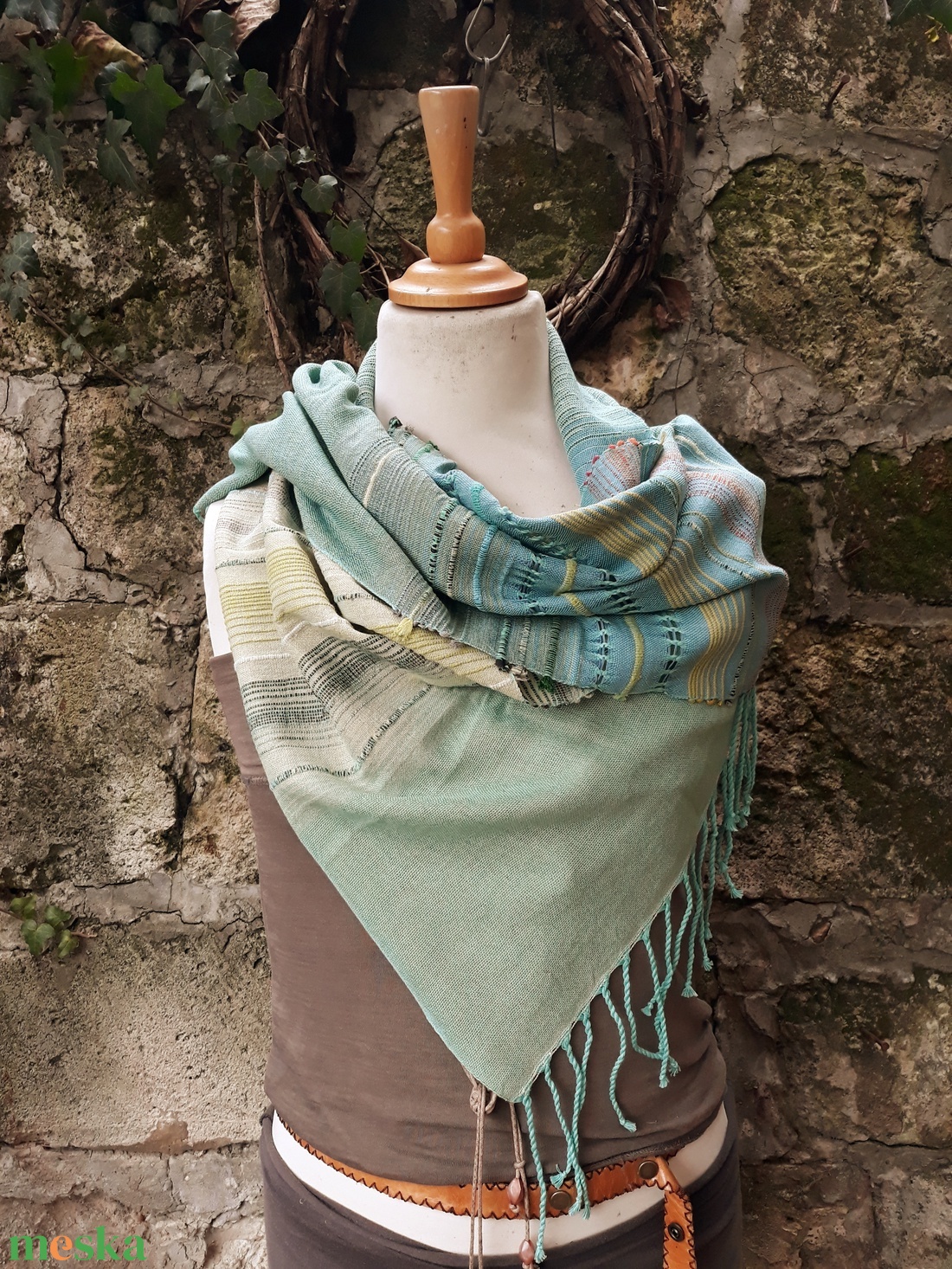 Menta-lime színátmenetes -kendő - ruha & divat - sál, sapka, kendő - kendő - Meska.hu