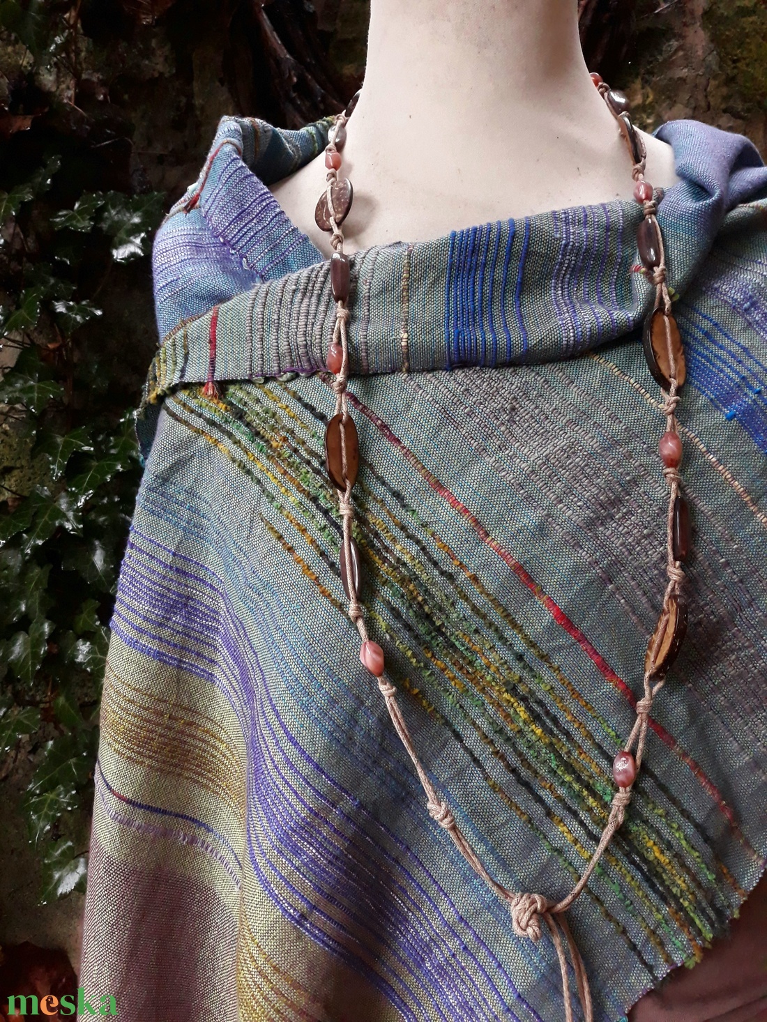 Vizeskékes-olívás színátmenetes -kendő - ruha & divat - sál, sapka, kendő - kendő - Meska.hu