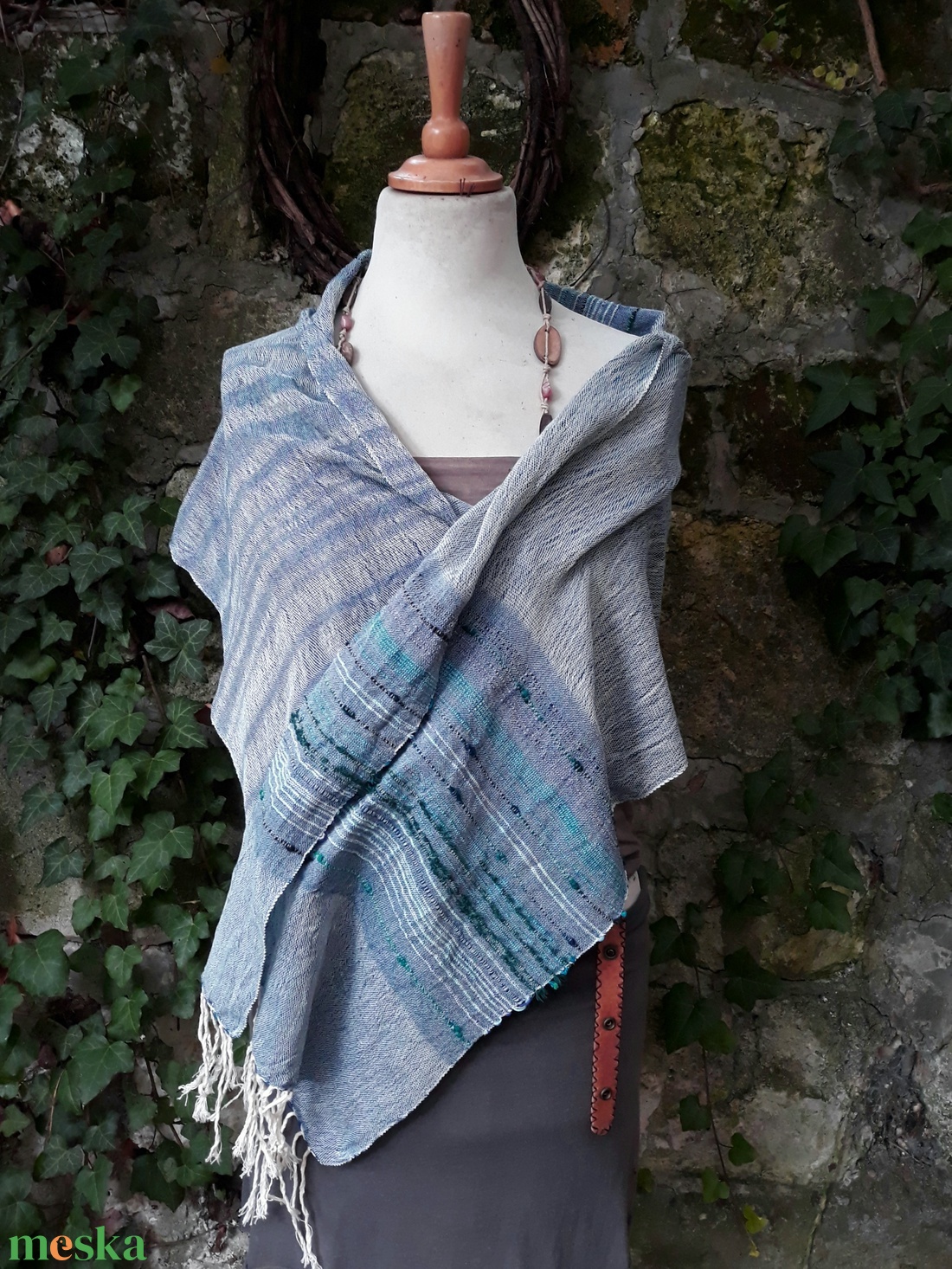 Indigós hatású kendő - ruha & divat - sál, sapka, kendő - vállkendő - Meska.hu