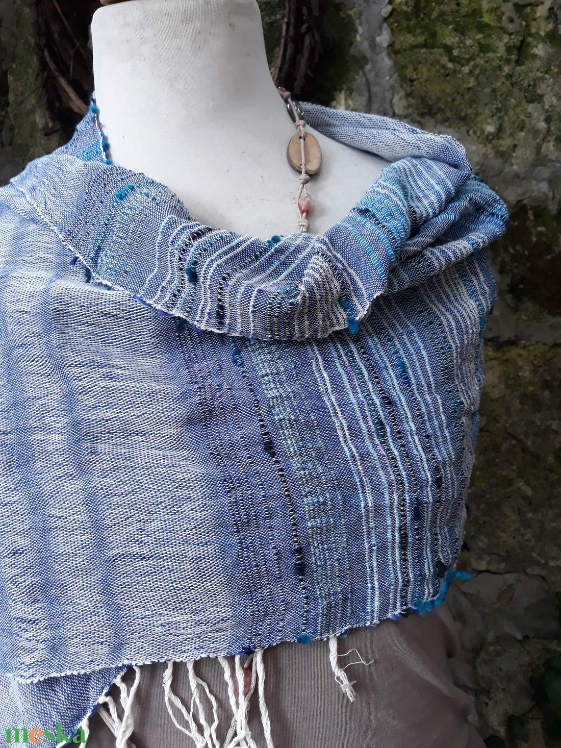 Indigós hatású kendő - ruha & divat - sál, sapka, kendő - vállkendő - Meska.hu
