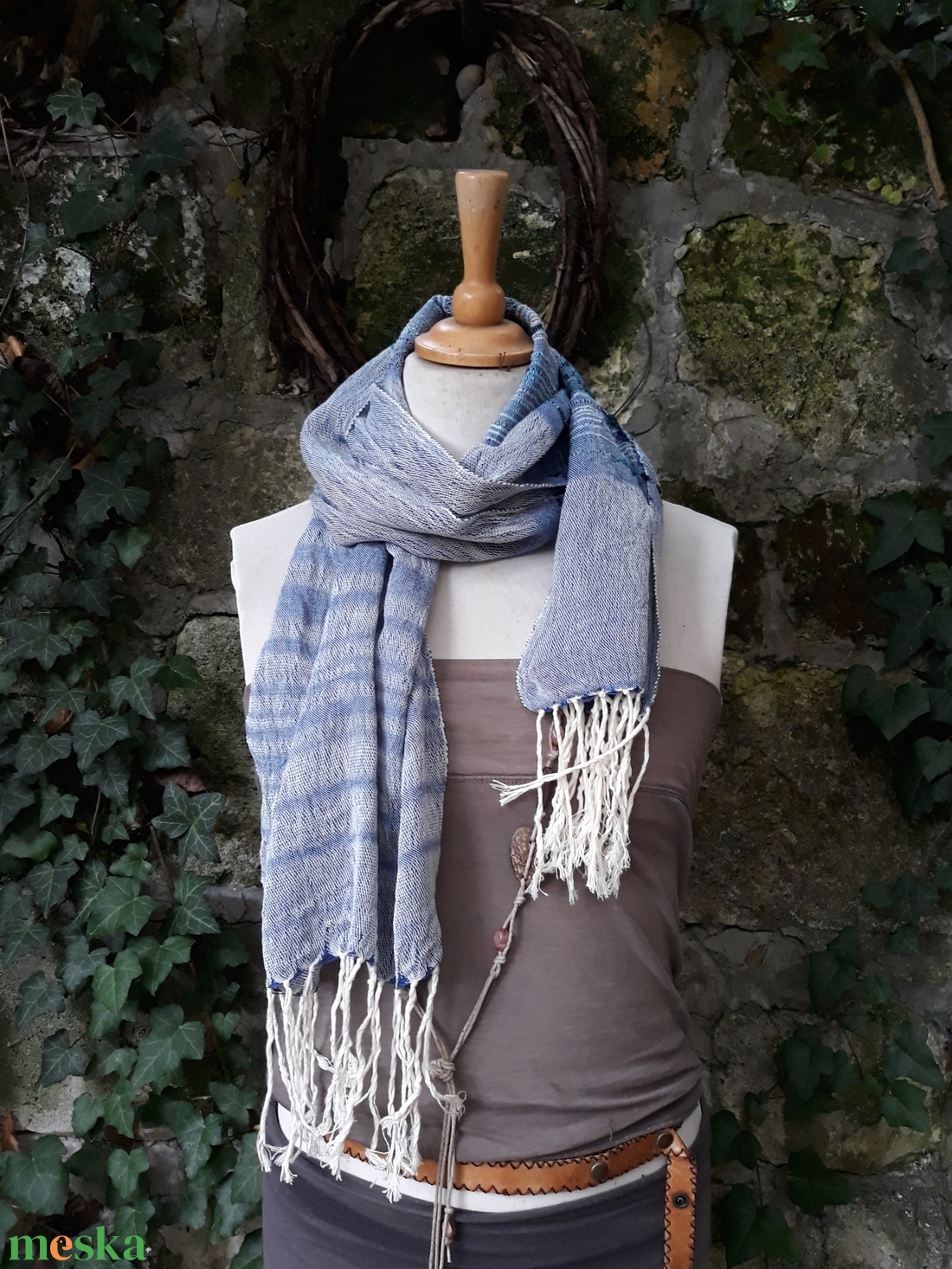 Indigós hatású kendő - ruha & divat - sál, sapka, kendő - vállkendő - Meska.hu
