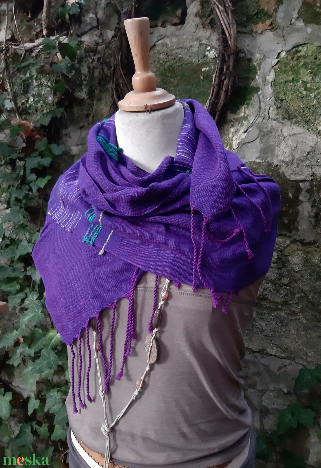 Erős, meleglila hosszú kendő - ruha & divat - sál, sapka, kendő - kendő - Meska.hu