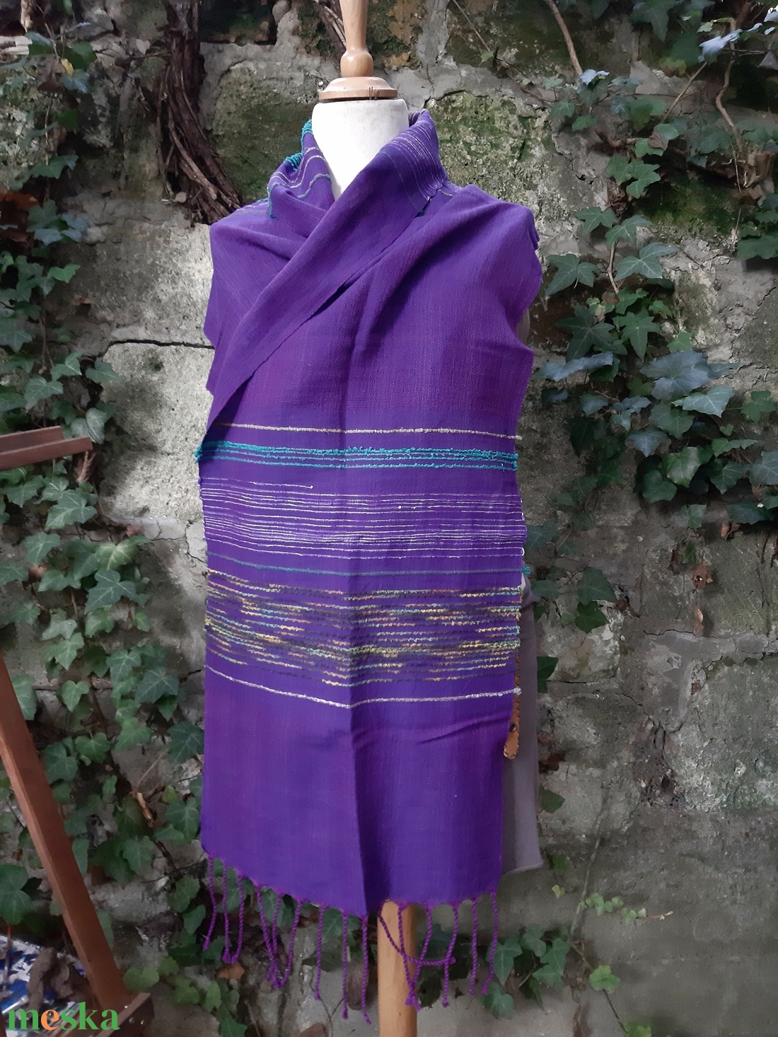 Erős, meleglila hosszú kendő - ruha & divat - sál, sapka, kendő - kendő - Meska.hu