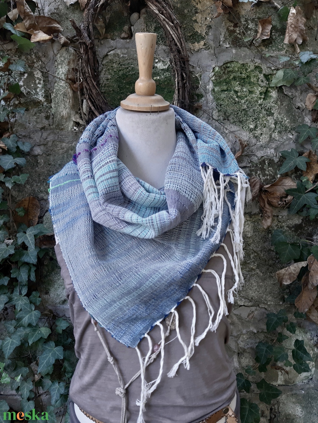 Farmerkékes  kendő - ruha & divat - sál, sapka, kendő - kendő - Meska.hu