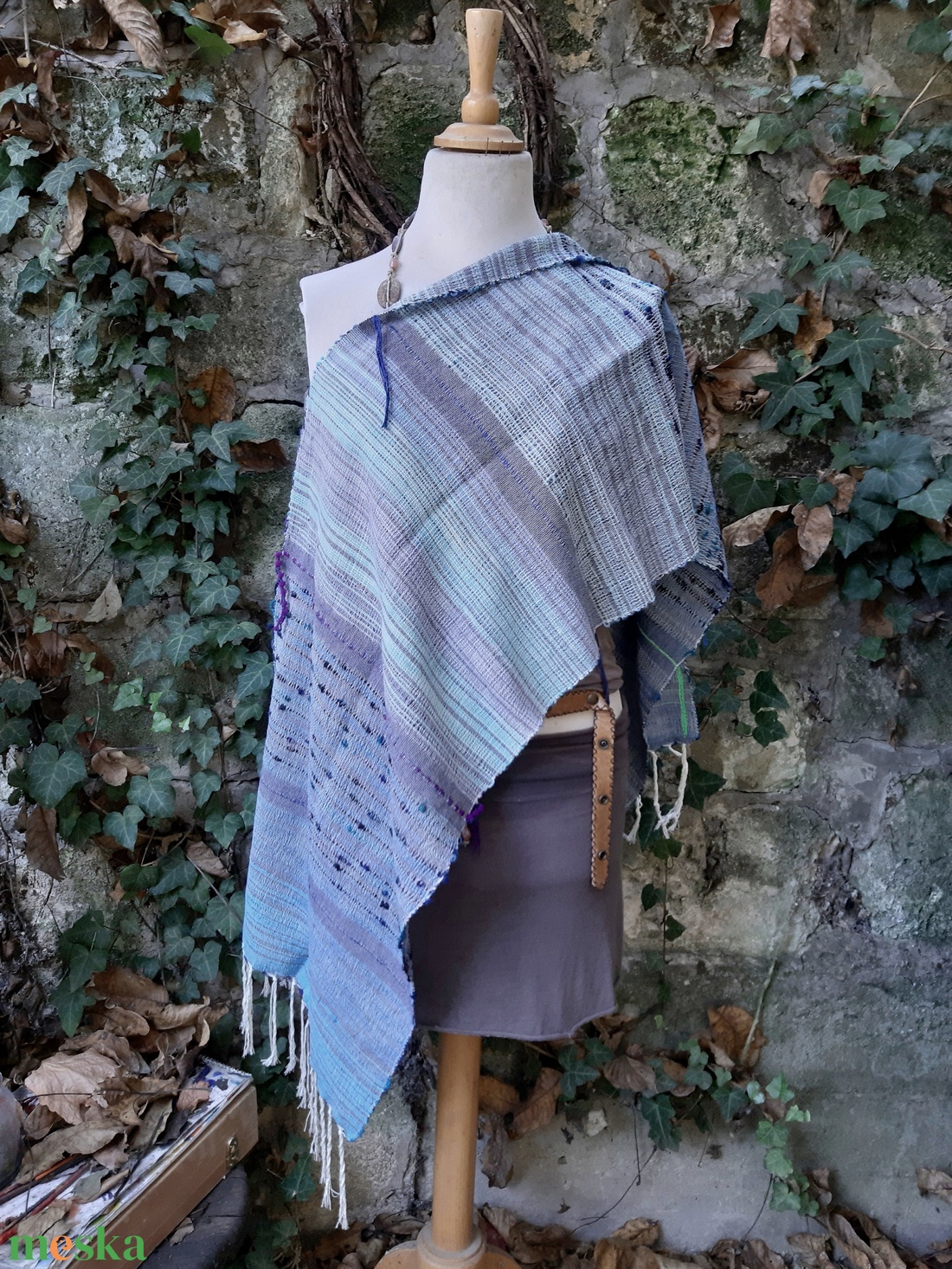 Farmerkékes  kendő - ruha & divat - sál, sapka, kendő - kendő - Meska.hu