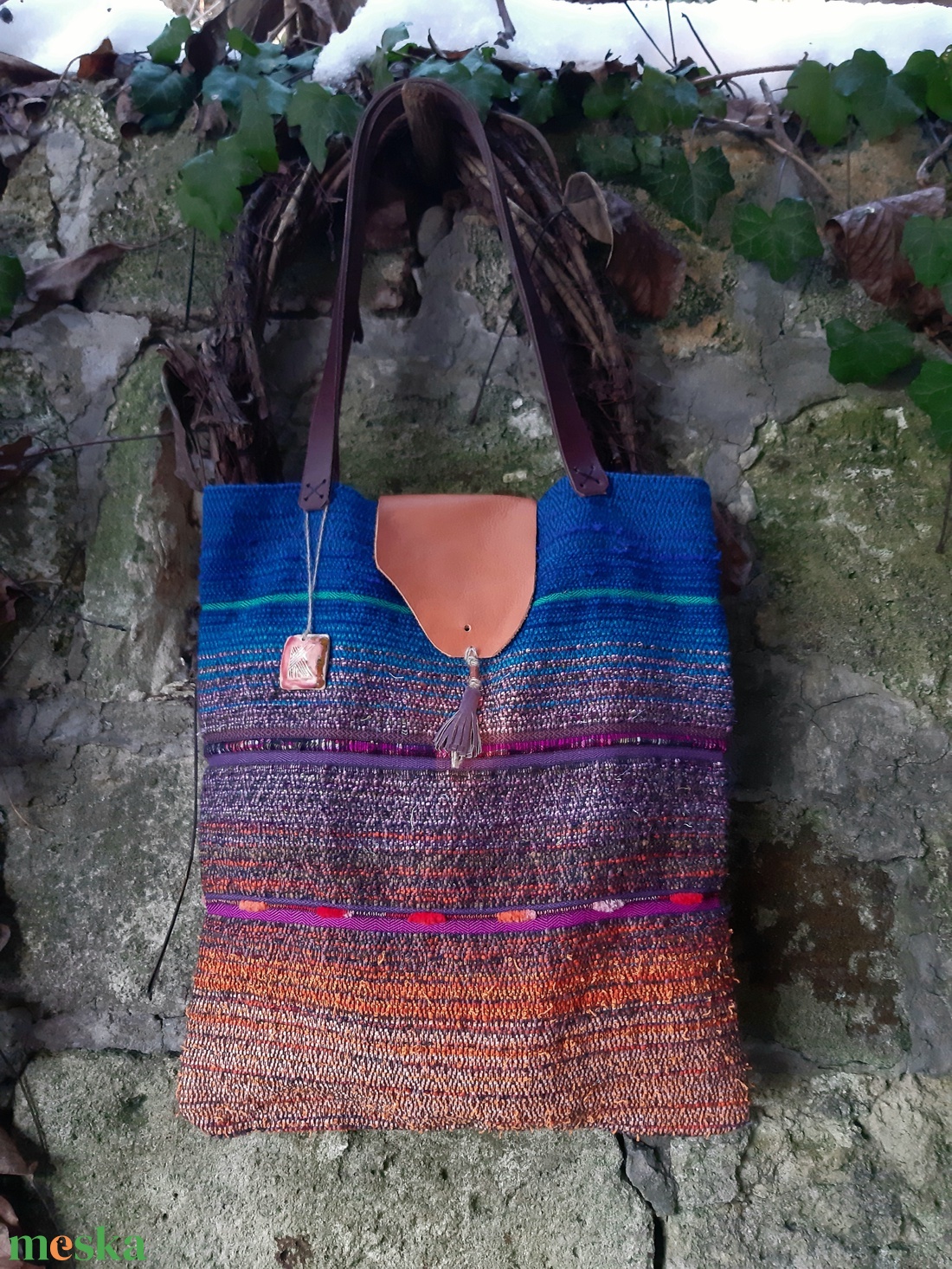 Enciánkék átmenetes újraszatyor - táska & tok - bevásárlás & shopper táska - shopper, textiltáska, szatyor - Meska.hu