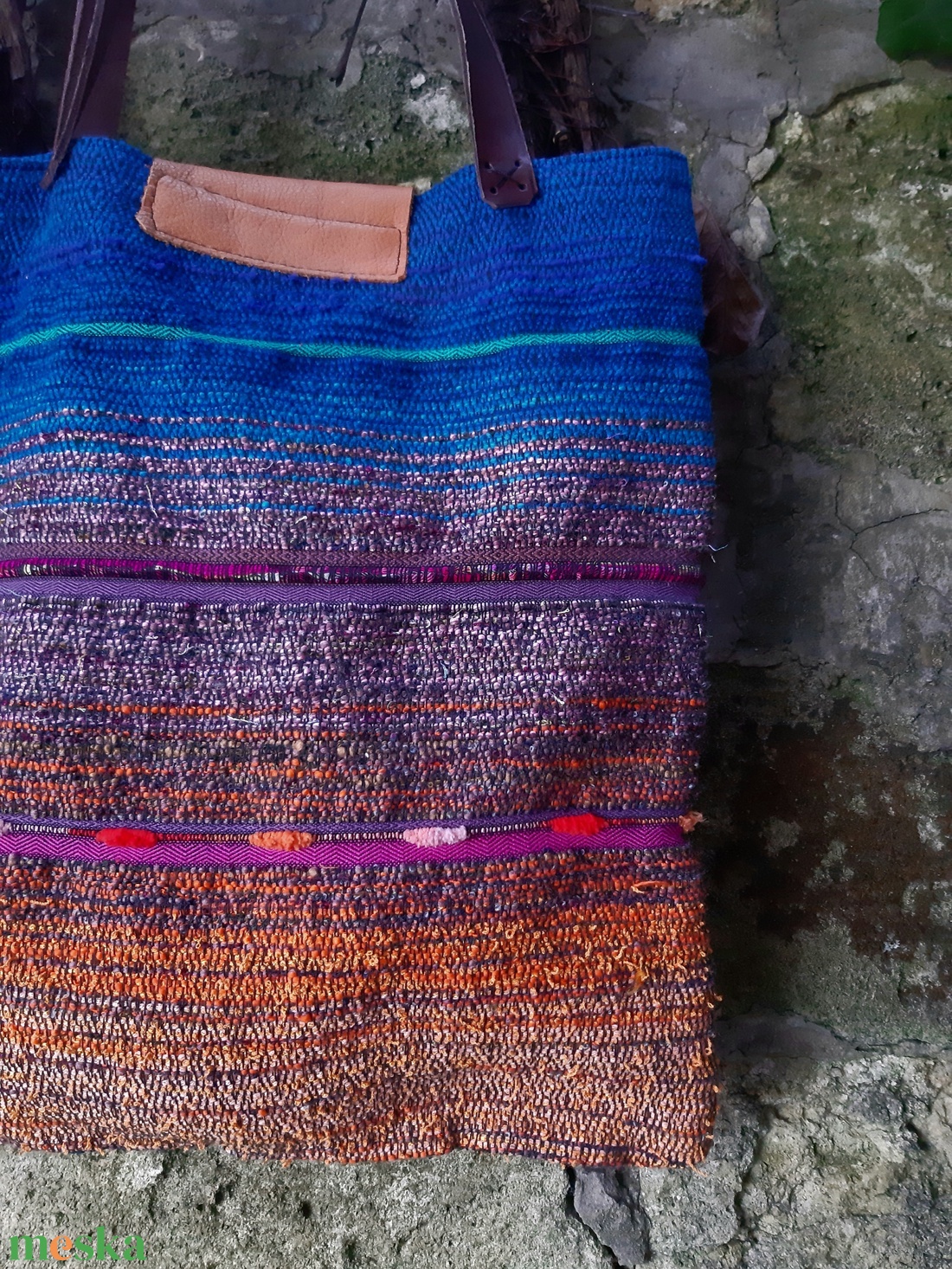 Enciánkék átmenetes újraszatyor - táska & tok - bevásárlás & shopper táska - shopper, textiltáska, szatyor - Meska.hu