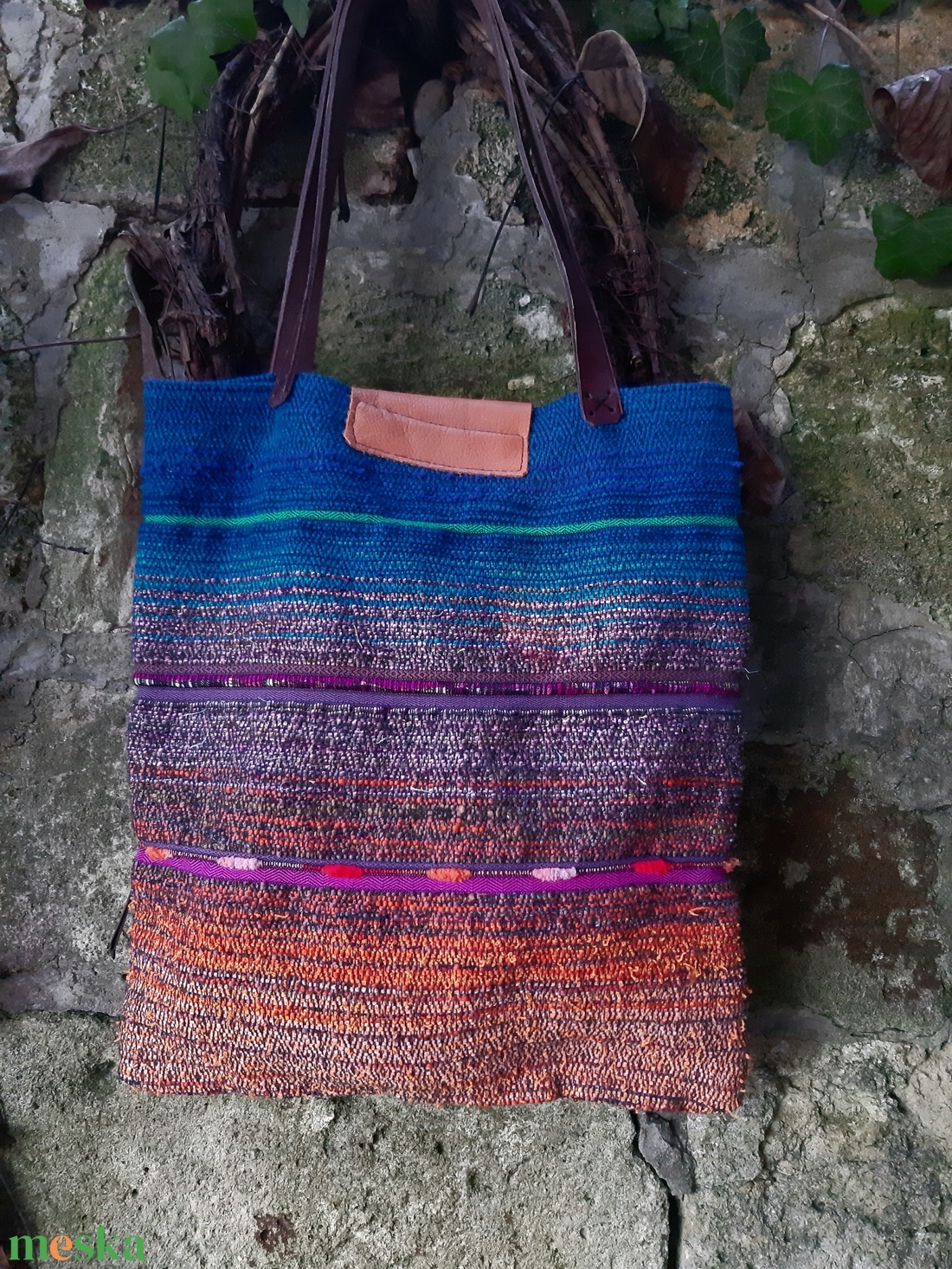 Enciánkék átmenetes újraszatyor - táska & tok - bevásárlás & shopper táska - shopper, textiltáska, szatyor - Meska.hu