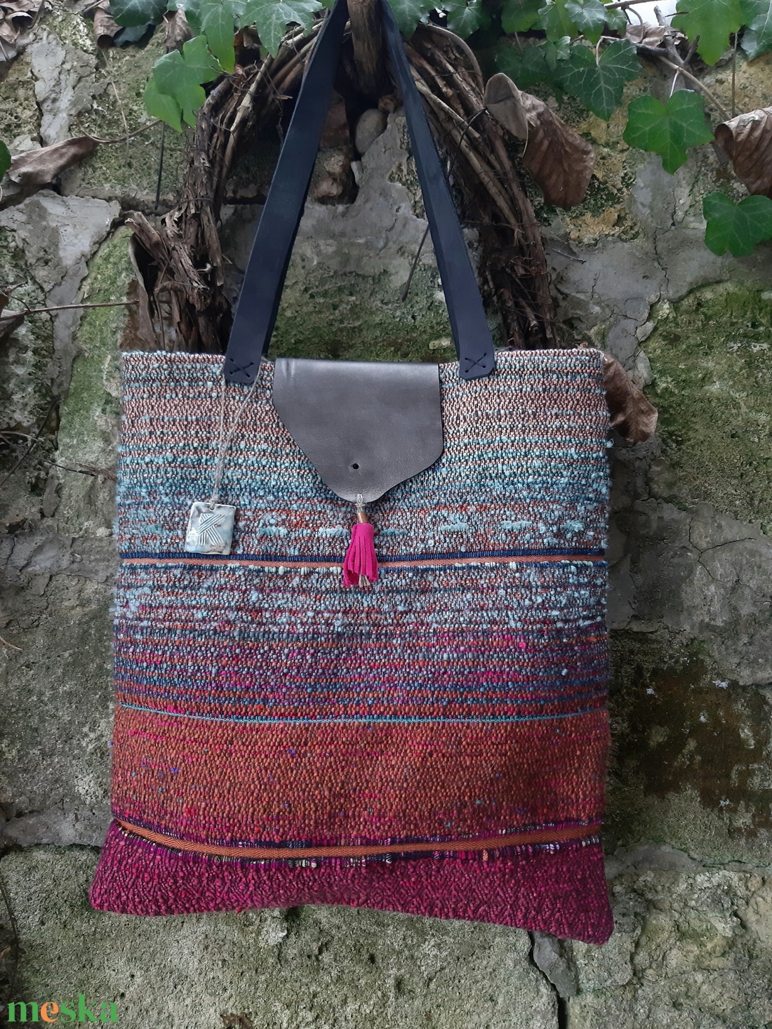 Jégkék-mályva átmenetes újraszatyor - táska & tok - bevásárlás & shopper táska - shopper, textiltáska, szatyor - Meska.hu