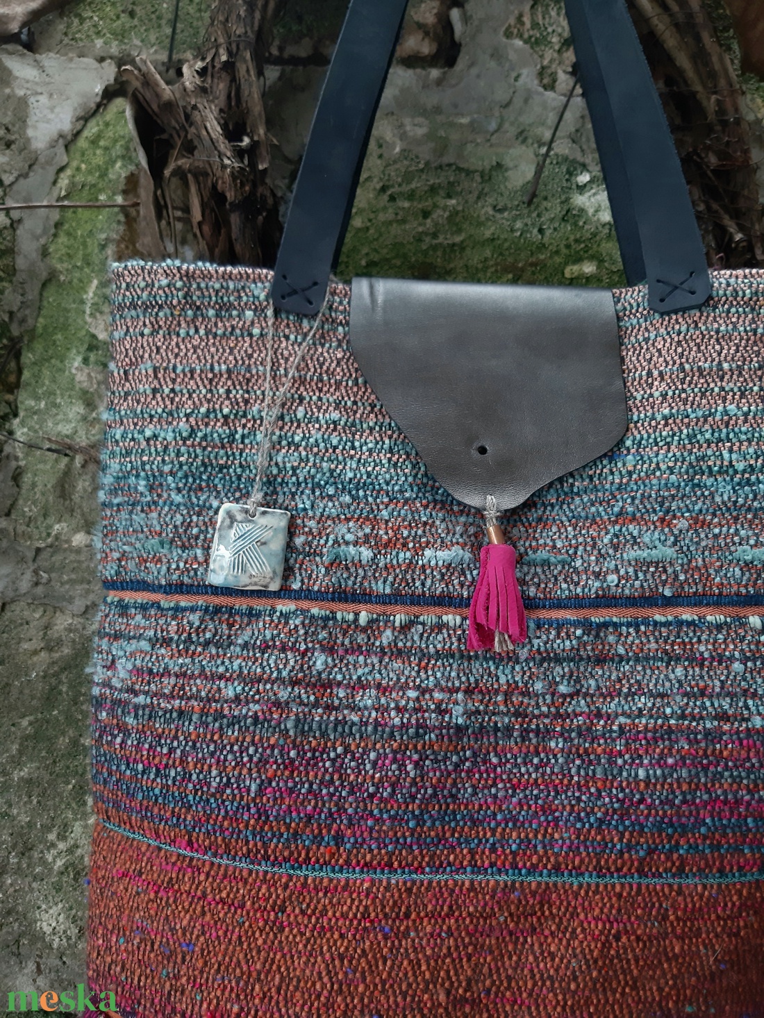 Jégkék-mályva átmenetes újraszatyor - táska & tok - bevásárlás & shopper táska - shopper, textiltáska, szatyor - Meska.hu